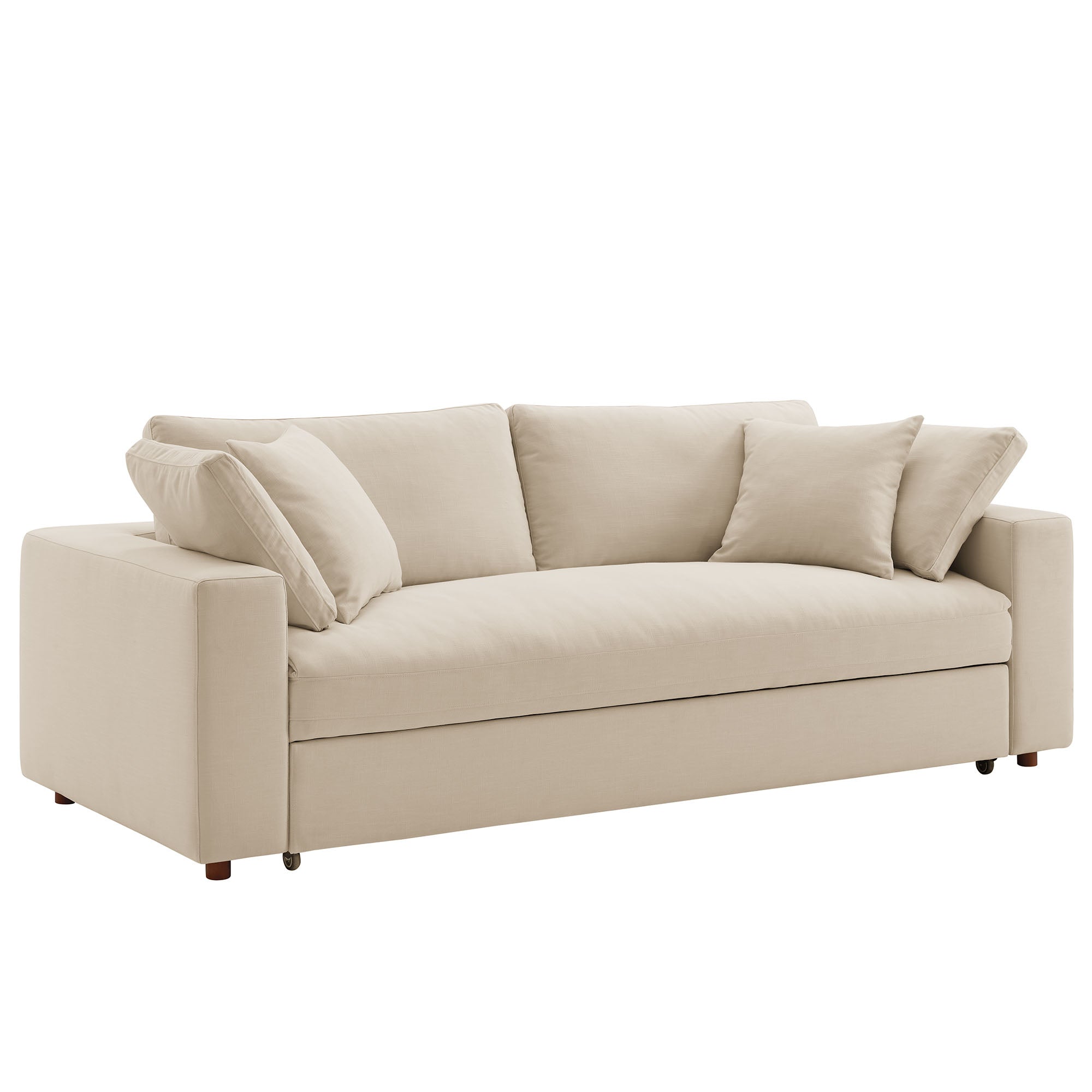 Commix Down Filled Overstuffed Sleeper Sofa, Light Beige