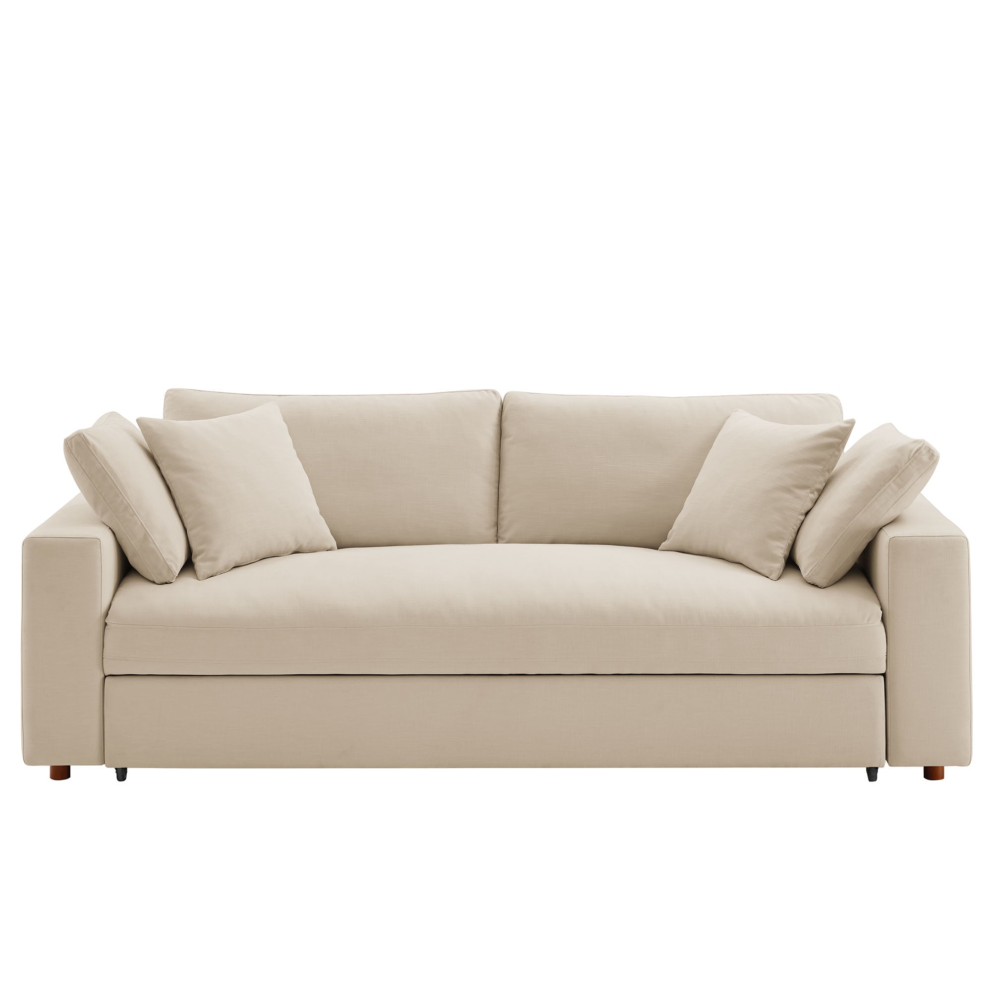 Commix Down Filled Overstuffed Sleeper Sofa, Light Beige