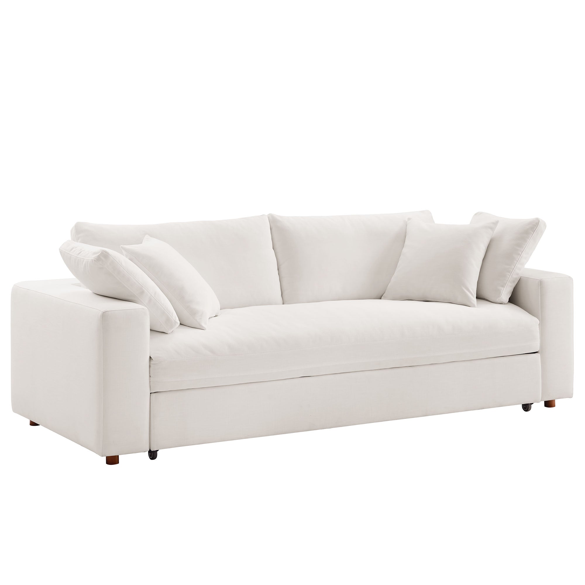Commix Down Filled Overstuffed Sleeper Sofa, Pure White