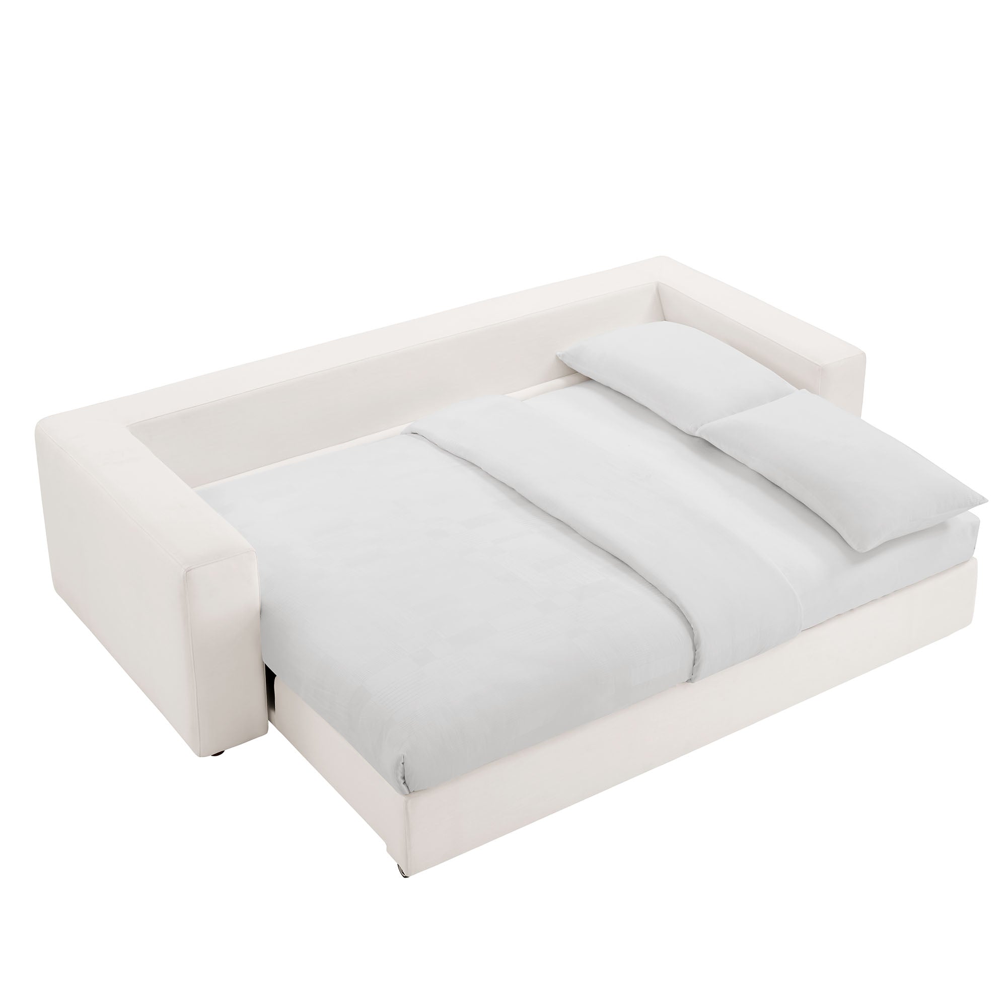 Commix Down Filled Overstuffed Sleeper Sofa, Pure White