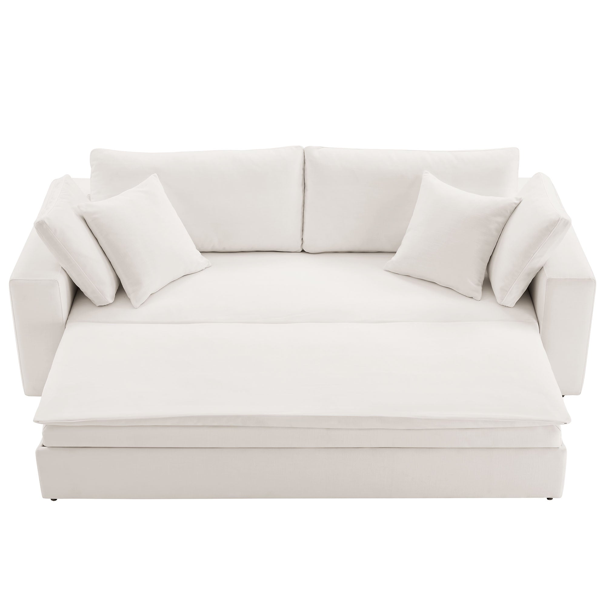 Commix Down Filled Overstuffed Sleeper Sofa, Pure White