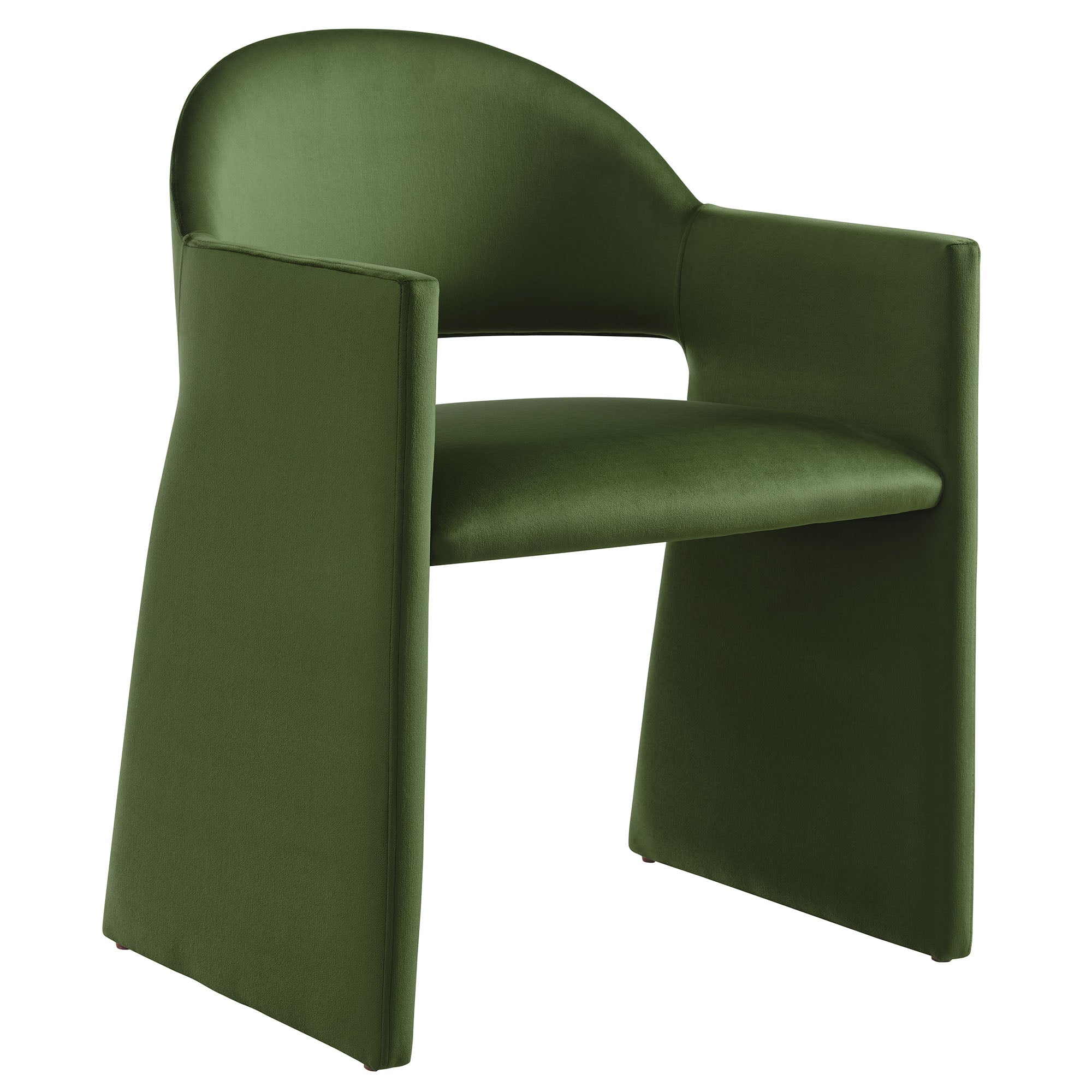 Talia Performance Velvet Dining Armchair, Moss Green