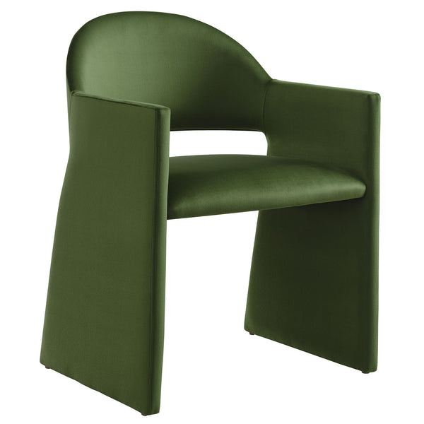 Talia Performance Velvet Dining Armchair, Moss Green