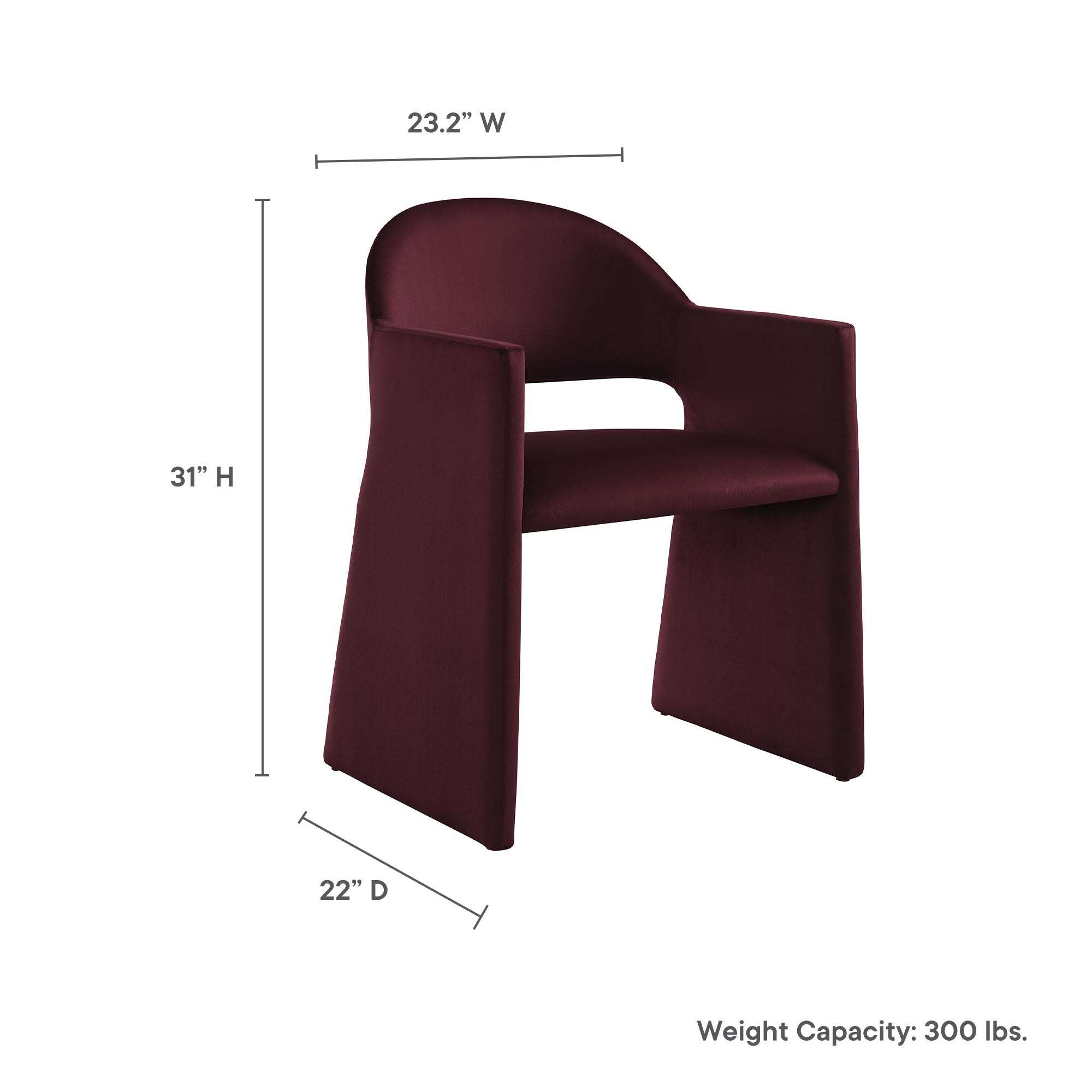 Talia Performance Velvet Dining Armchair, Mulberry