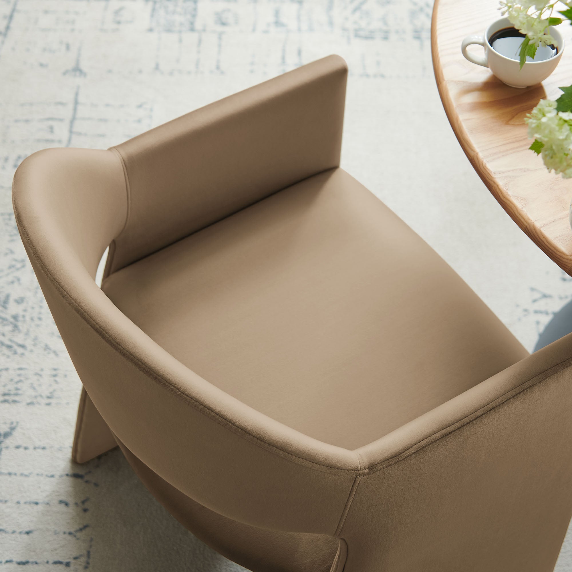 Talia Performance Velvet Dining Armchair, Taupe