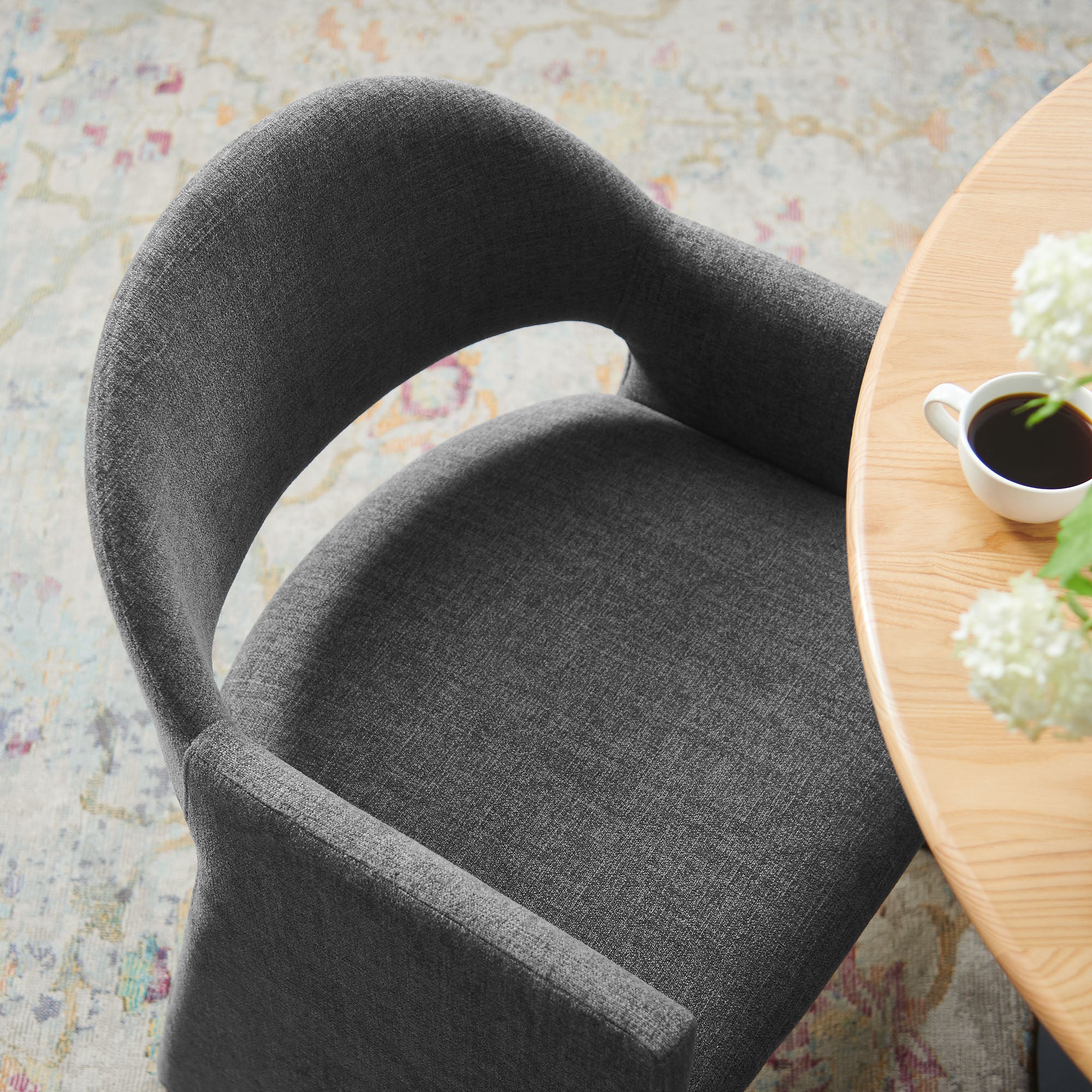 Talia Upholstered Fabric Dining Armchair, Charcoal