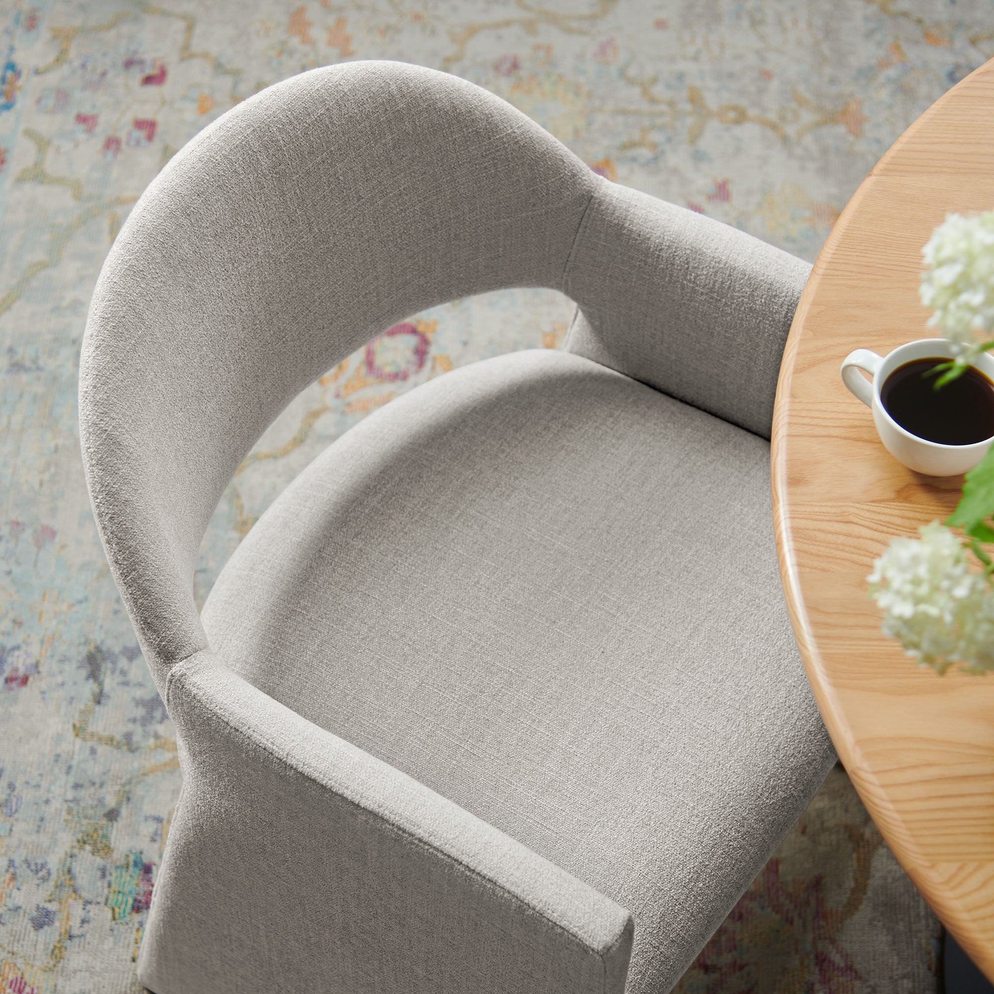Talia Upholstered Fabric Dining Armchair, Linen