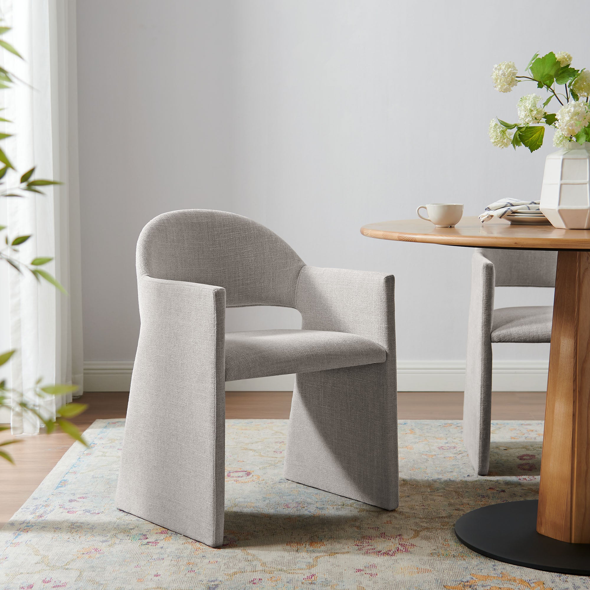 Talia Upholstered Fabric Dining Armchair, Linen