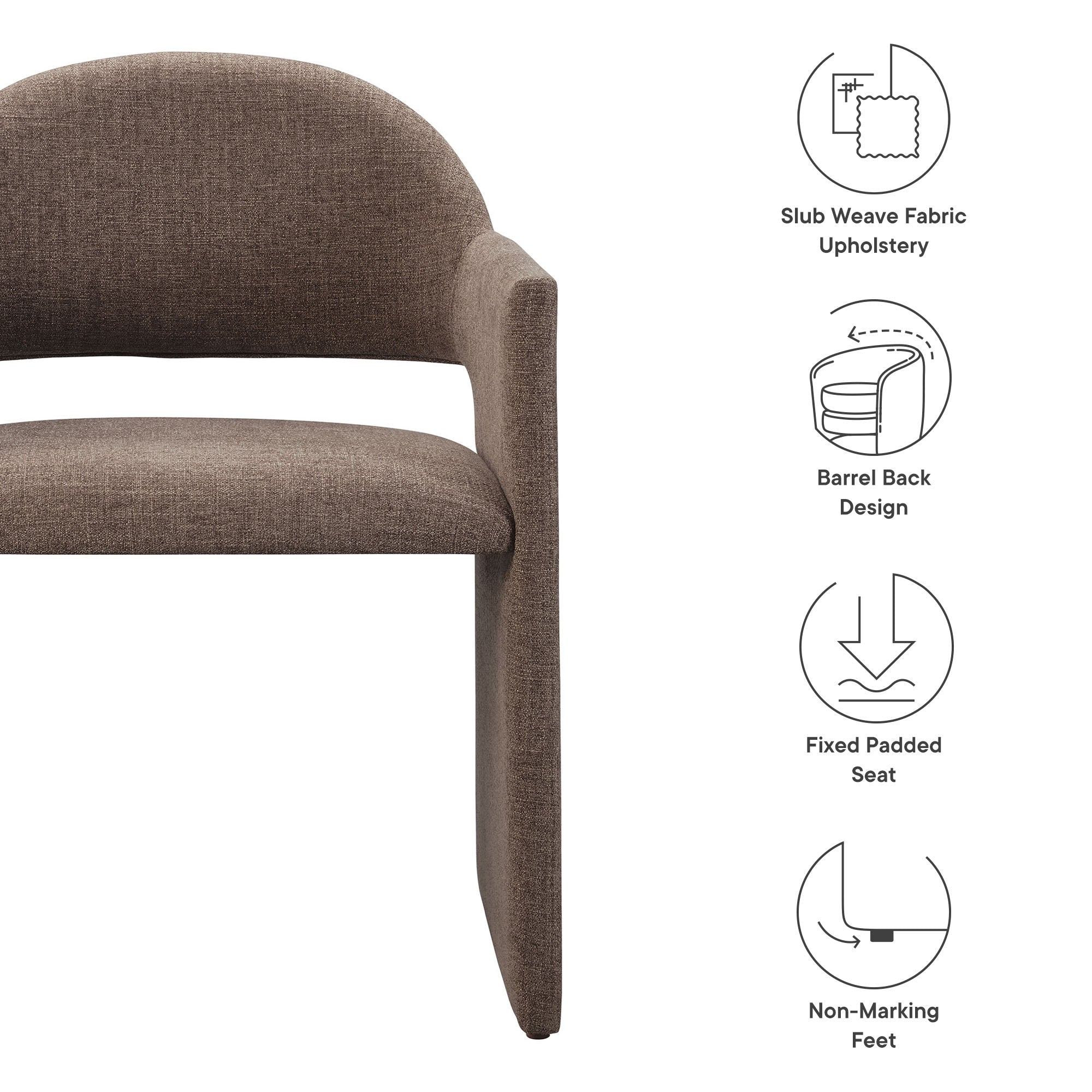 Talia Upholstered Fabric Dining Armchair, Mocha
