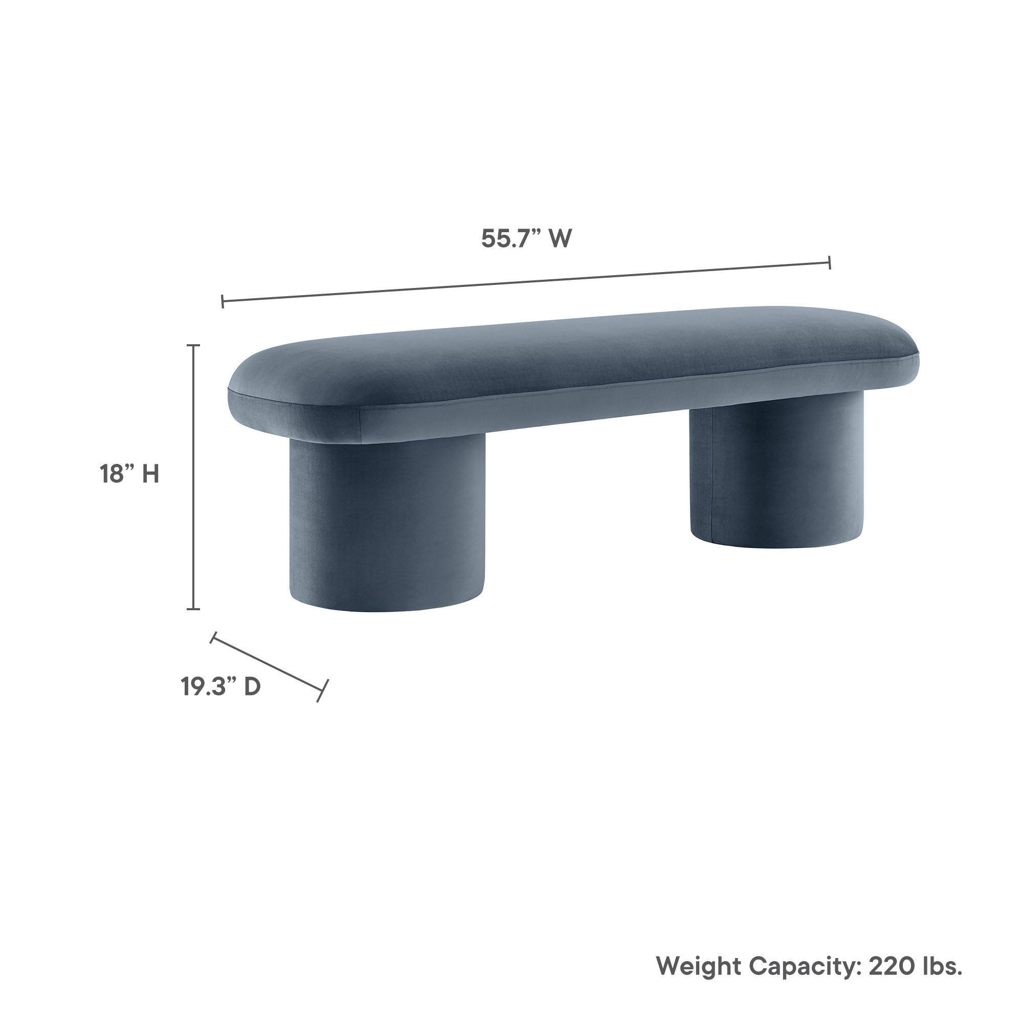Orla Performance Velvet Bench, Cadet Blue