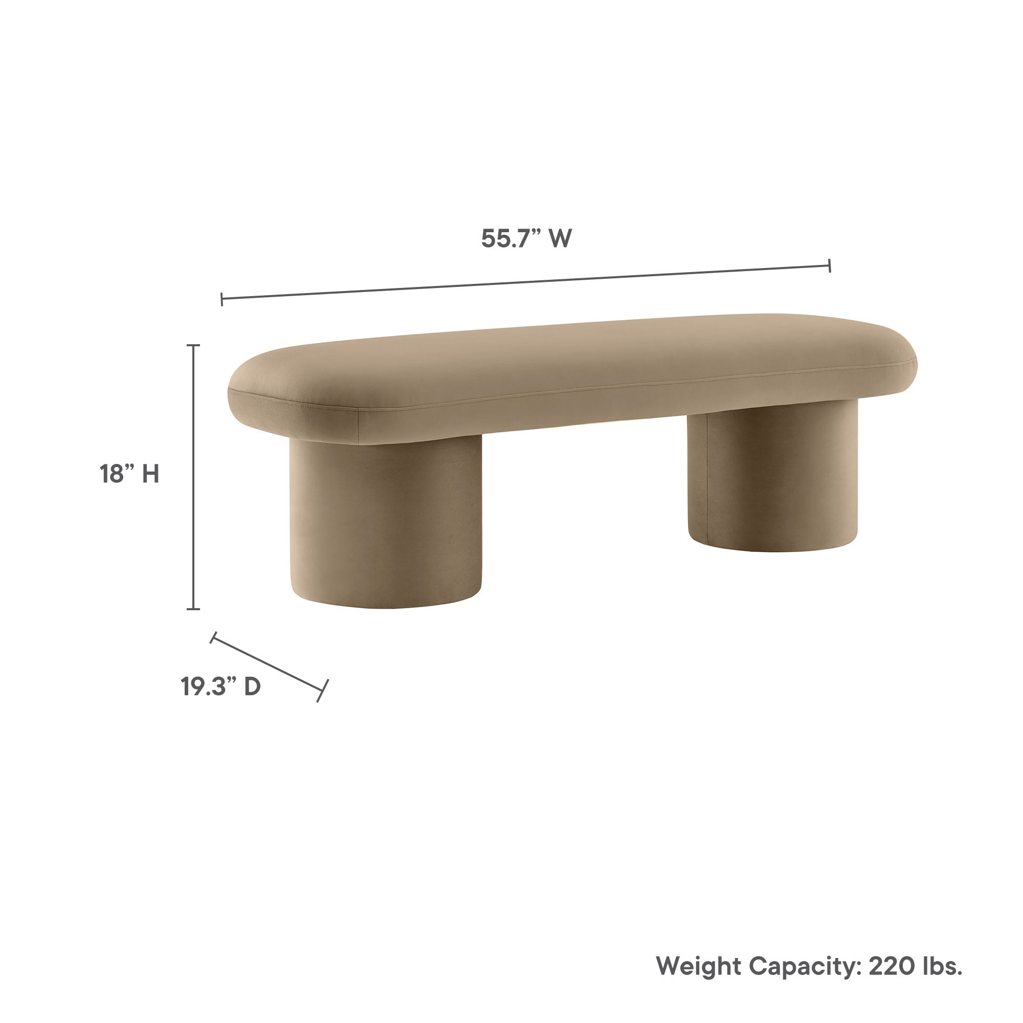 Orla Performance Velvet Bench, Taupe
