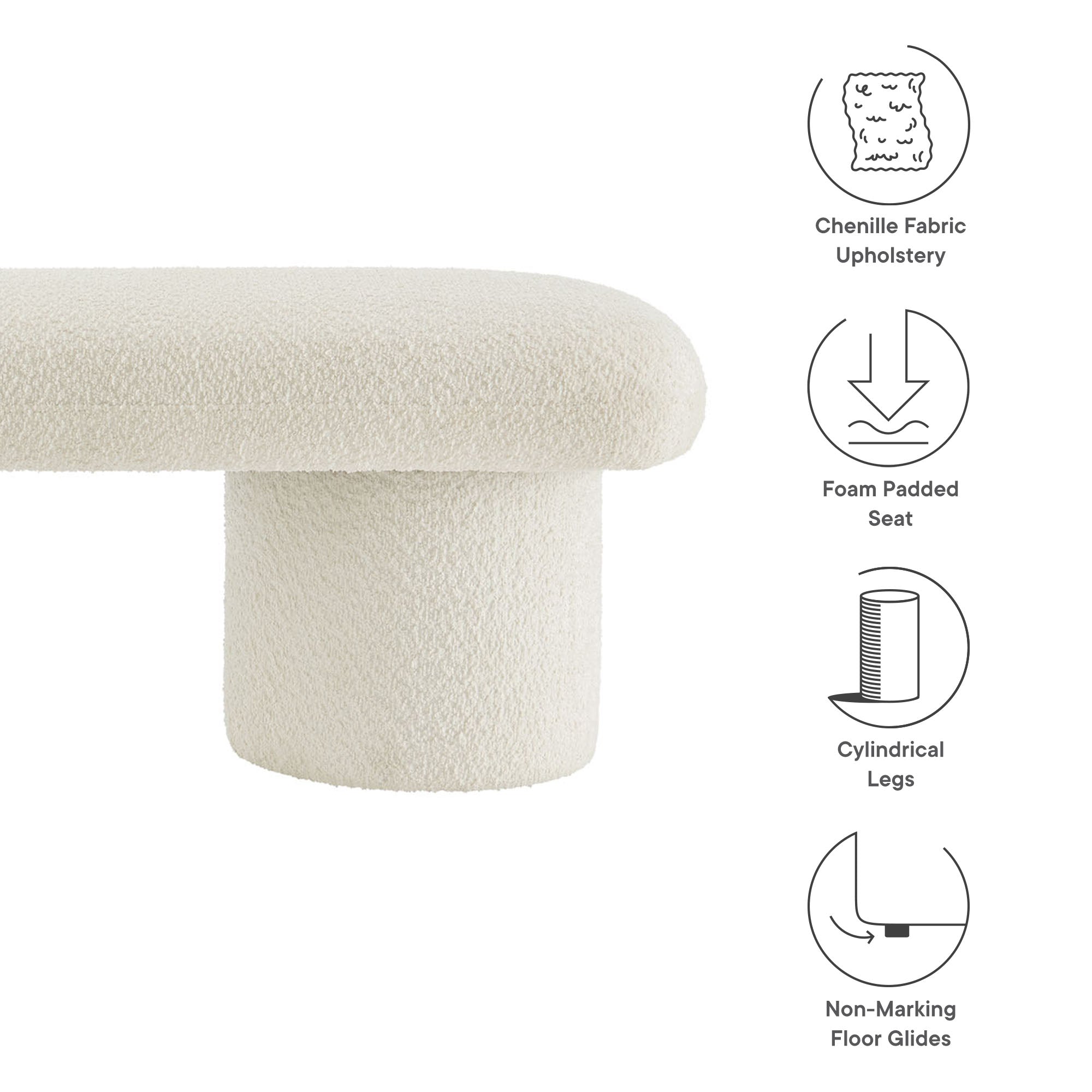 Orla Chenille Upholstered Bench, Cream