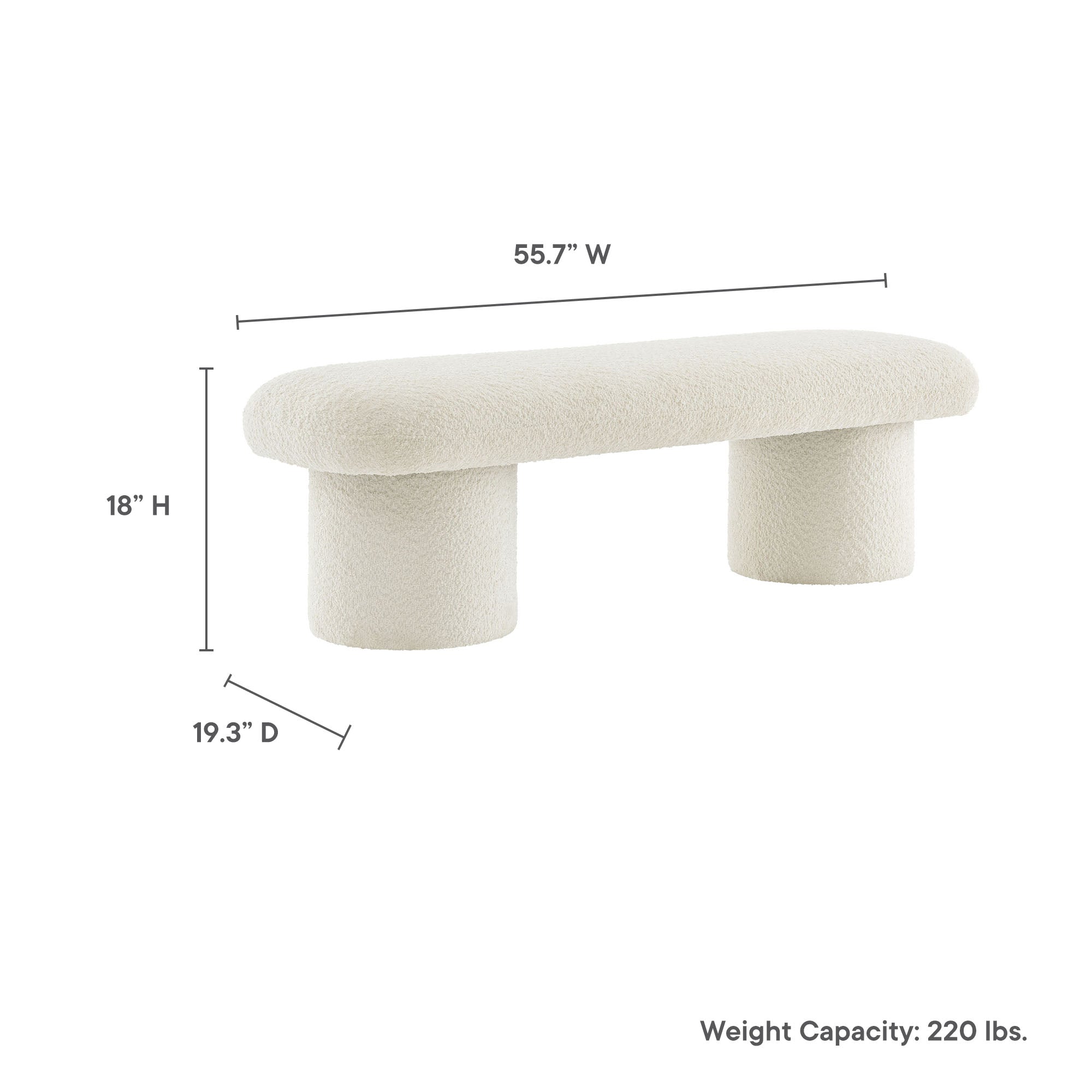 Orla Chenille Upholstered Bench, Cream