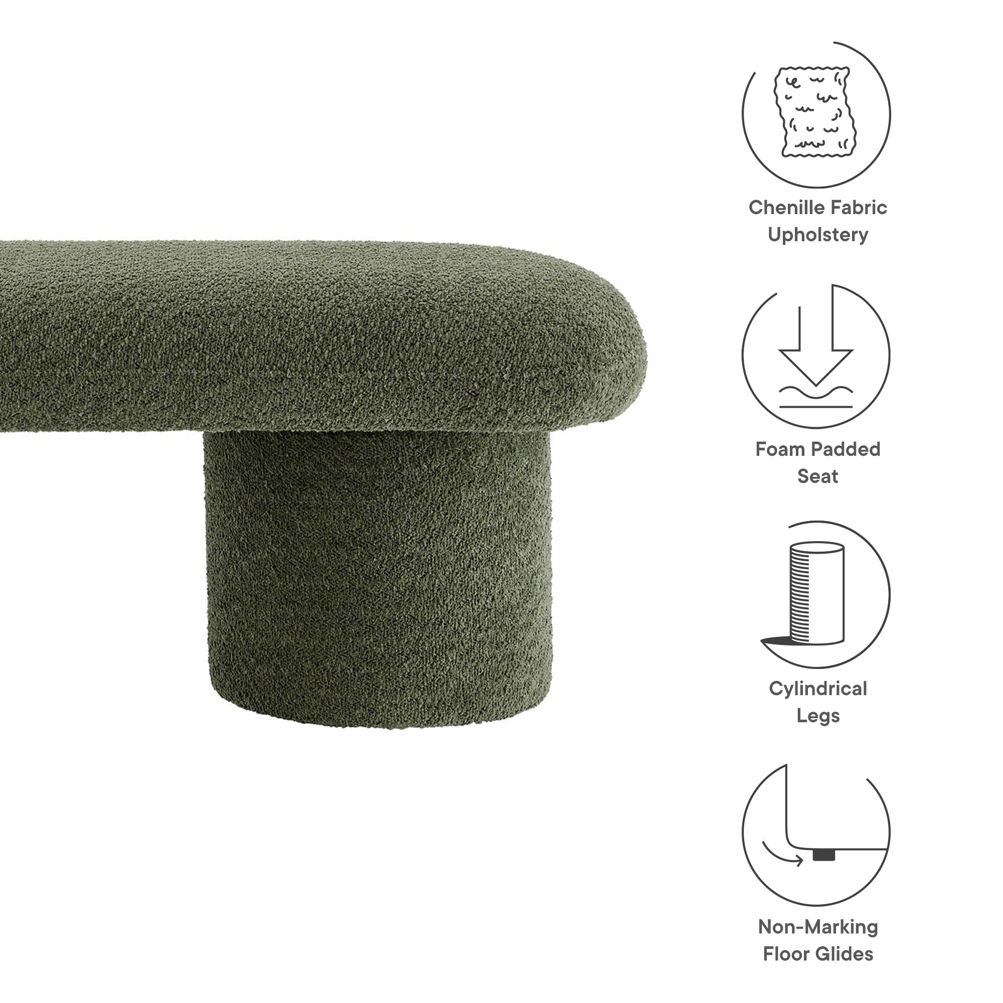 Orla Chenille Upholstered Bench, Sage