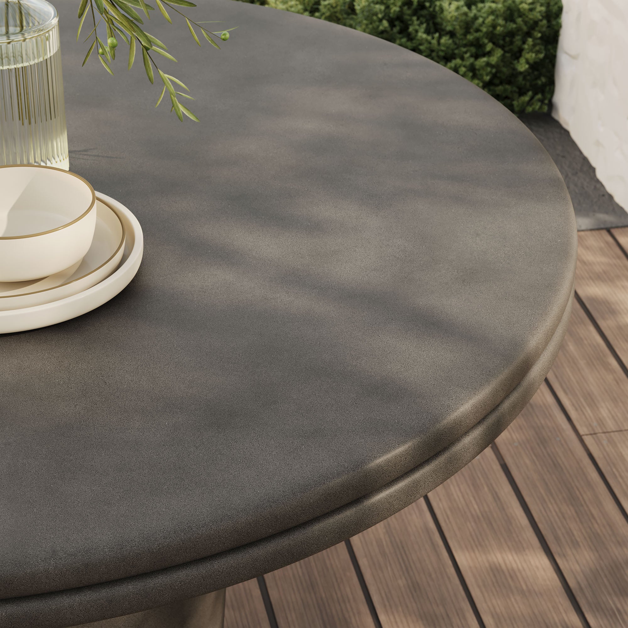 Brion 48" Indoor - Outdoor Patio Concrete Round Dining Table, Gray