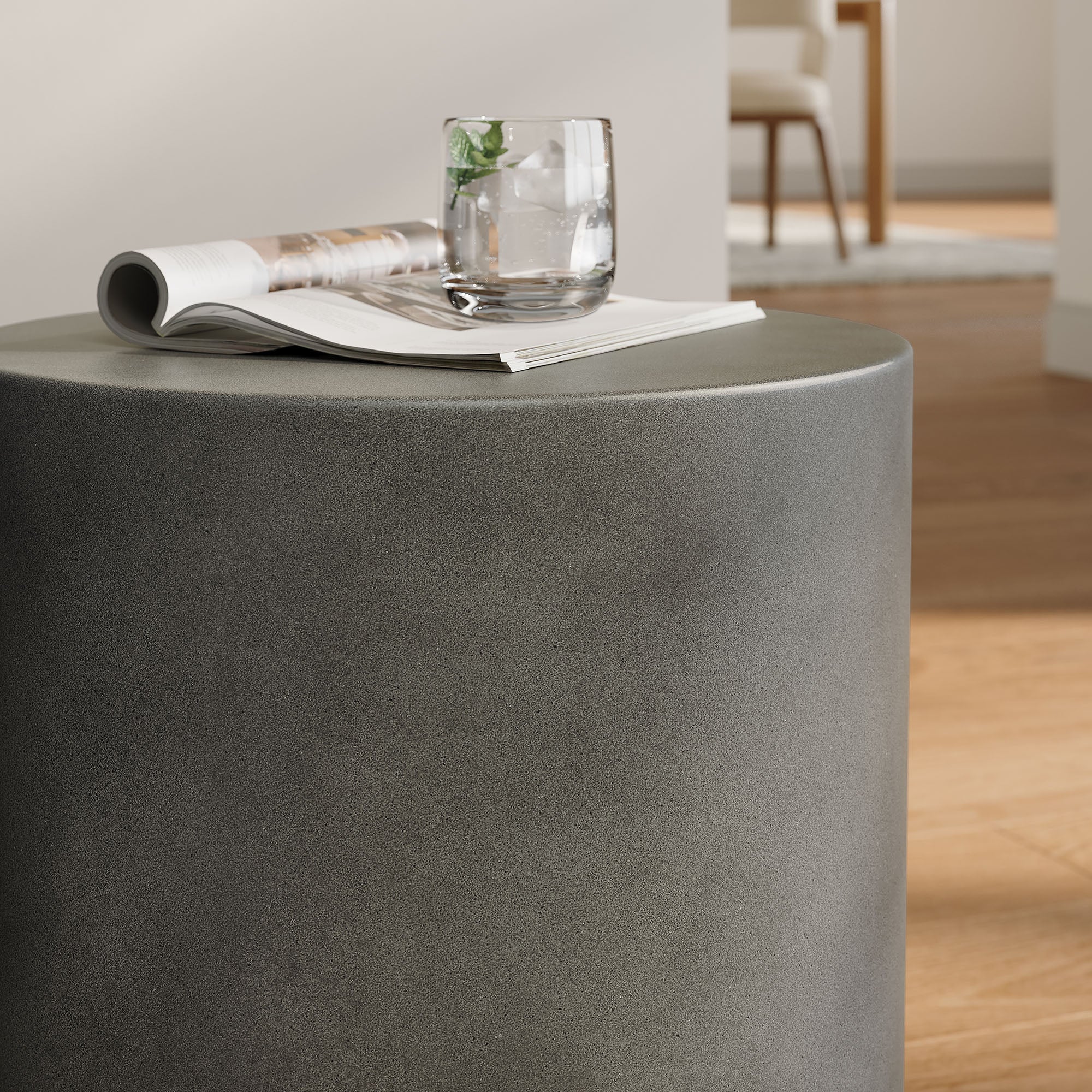 Brion Indoor - Outdoor Patio Concrete Stool, Gray