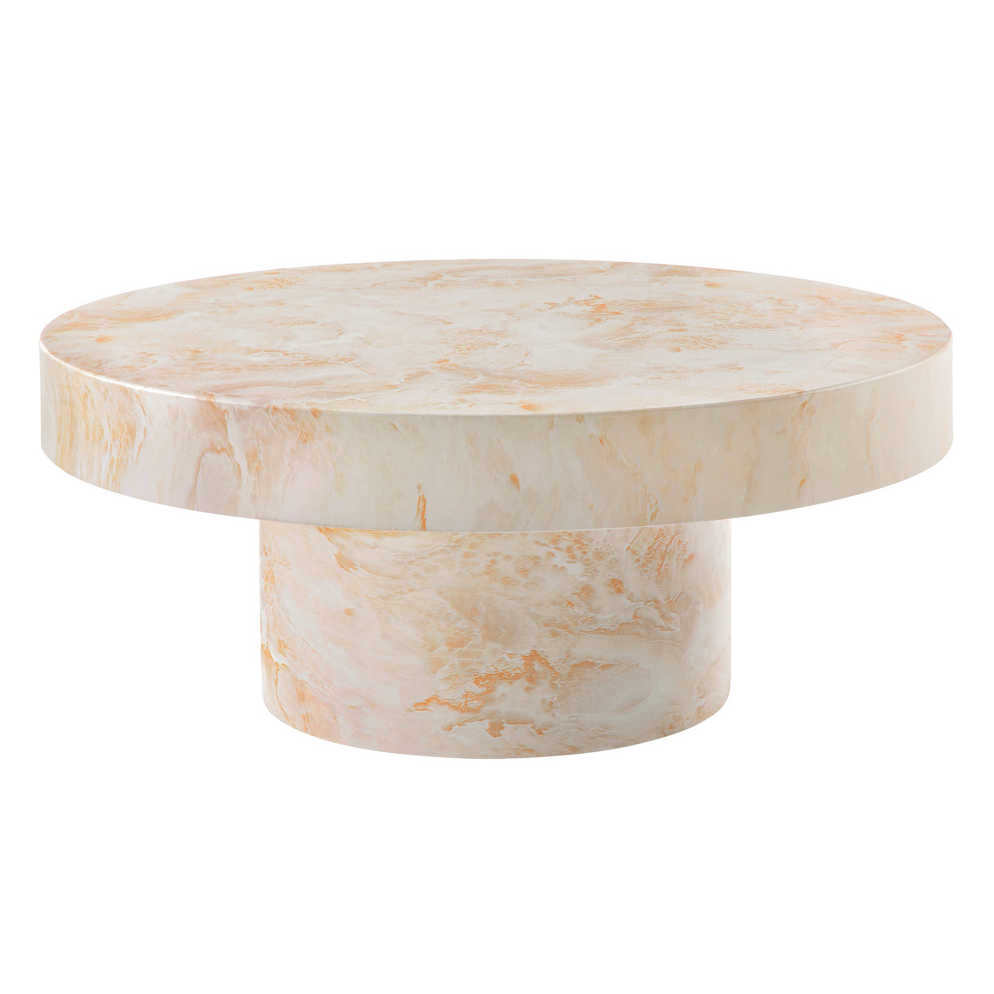 Alora Indoor - Outdoor Patio Concrete Round Coffee Table, Honey Onyx