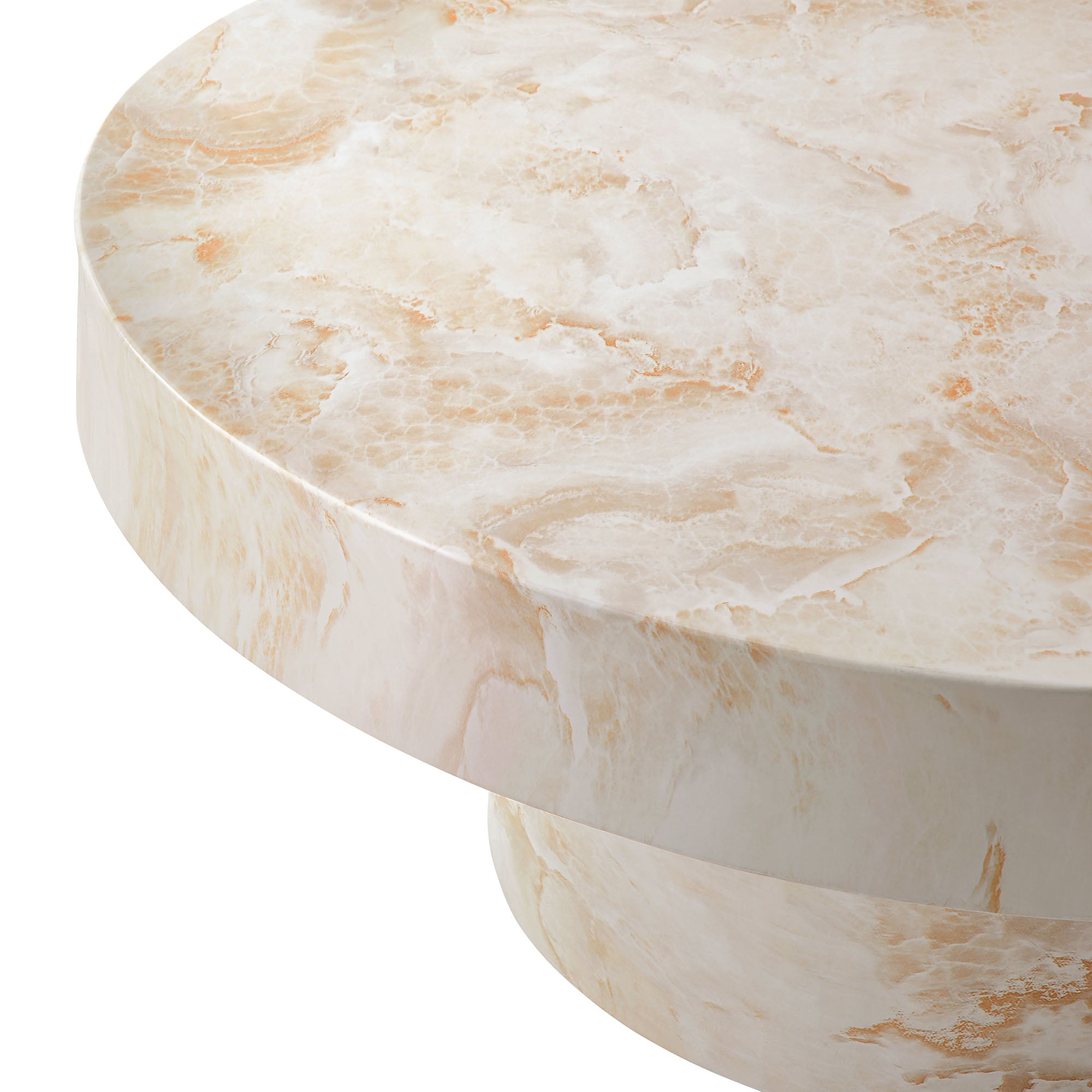 Alora Indoor - Outdoor Patio Concrete Round Coffee Table, Honey Onyx