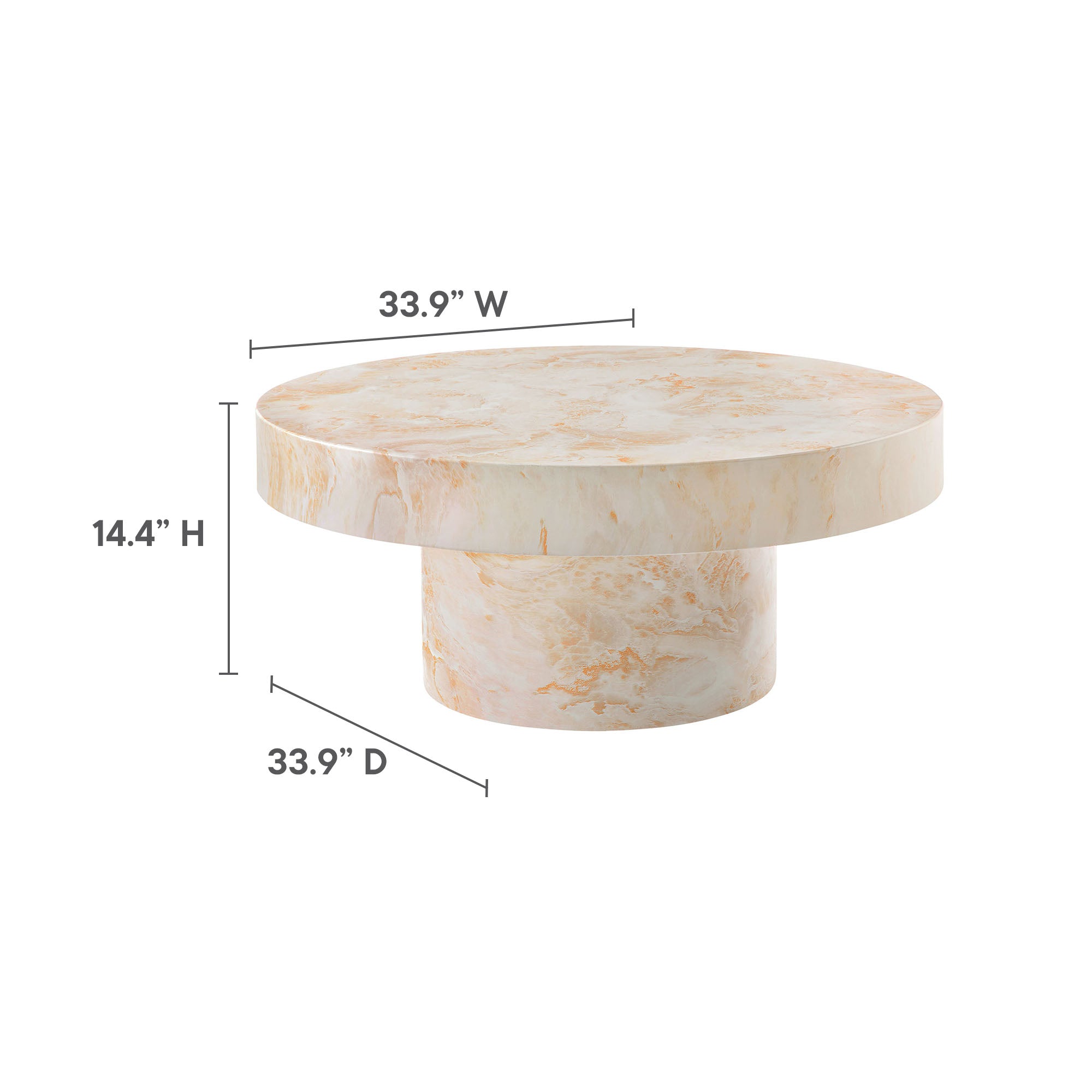 Alora Indoor - Outdoor Patio Concrete Round Coffee Table, Honey Onyx