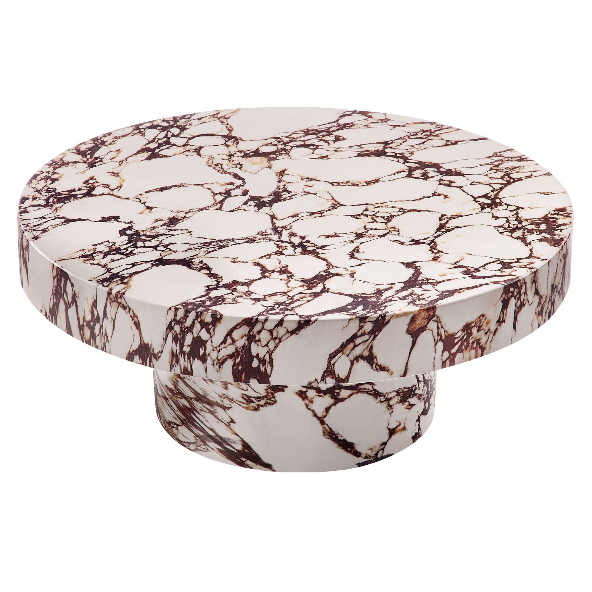 Alora Indoor - Outdoor Patio Concrete Round Coffee Table, Red Marble