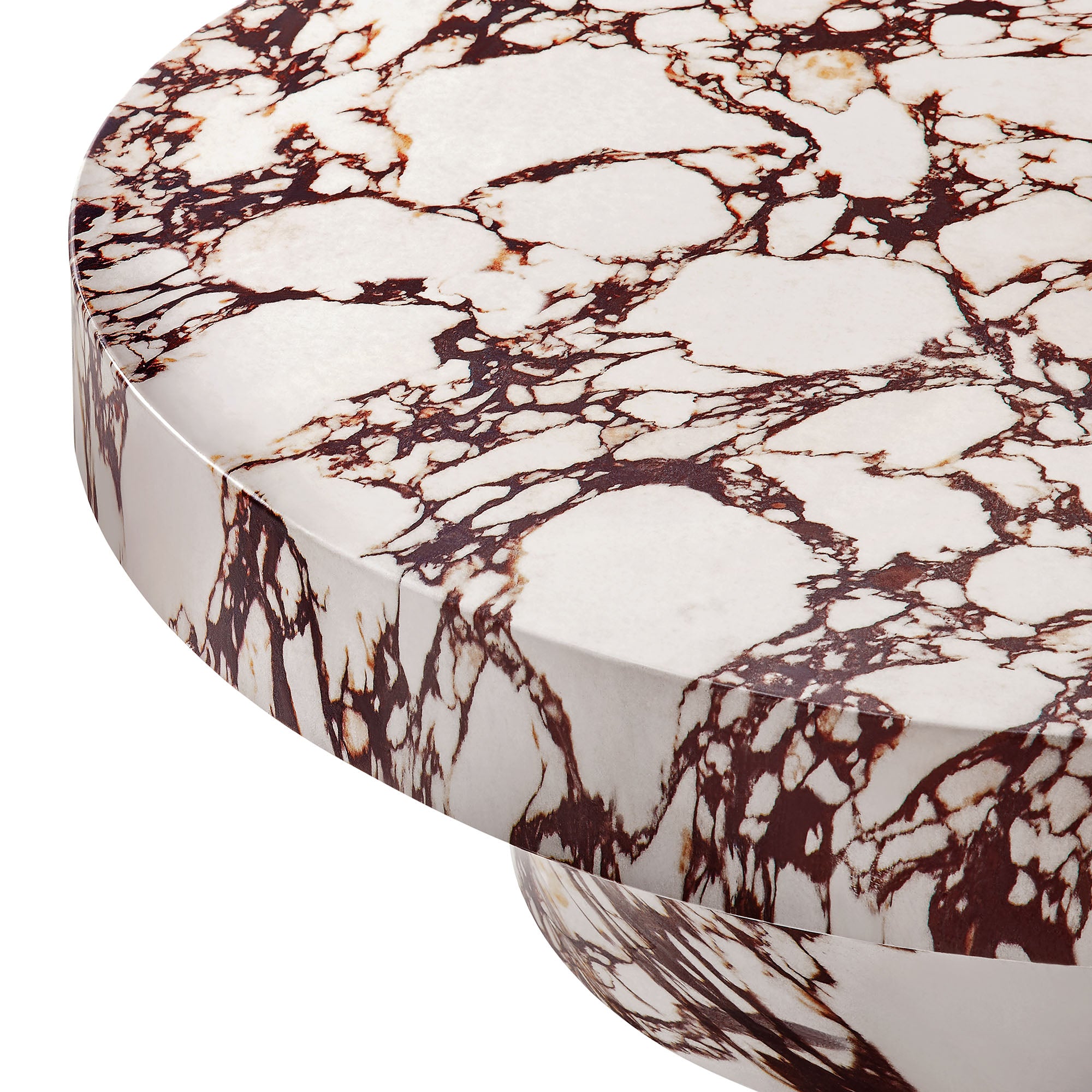 Alora Indoor - Outdoor Patio Concrete Round Coffee Table, Red Marble