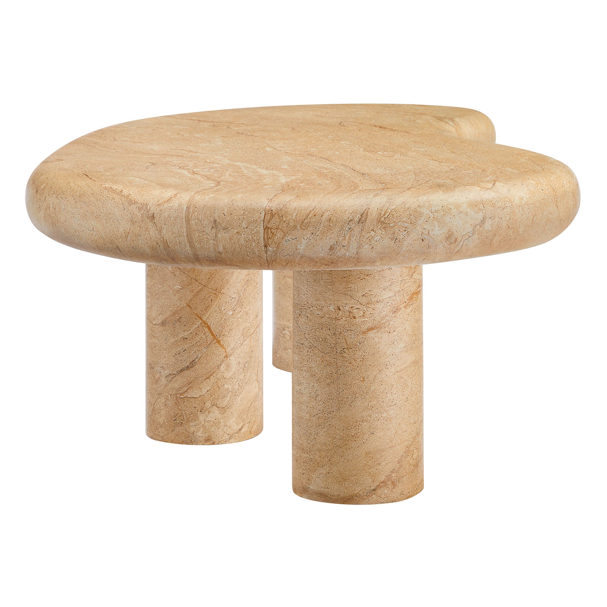 Elowen Indoor - Outdoor Patio Textured Faux Travertine Coffee Table, Travertine