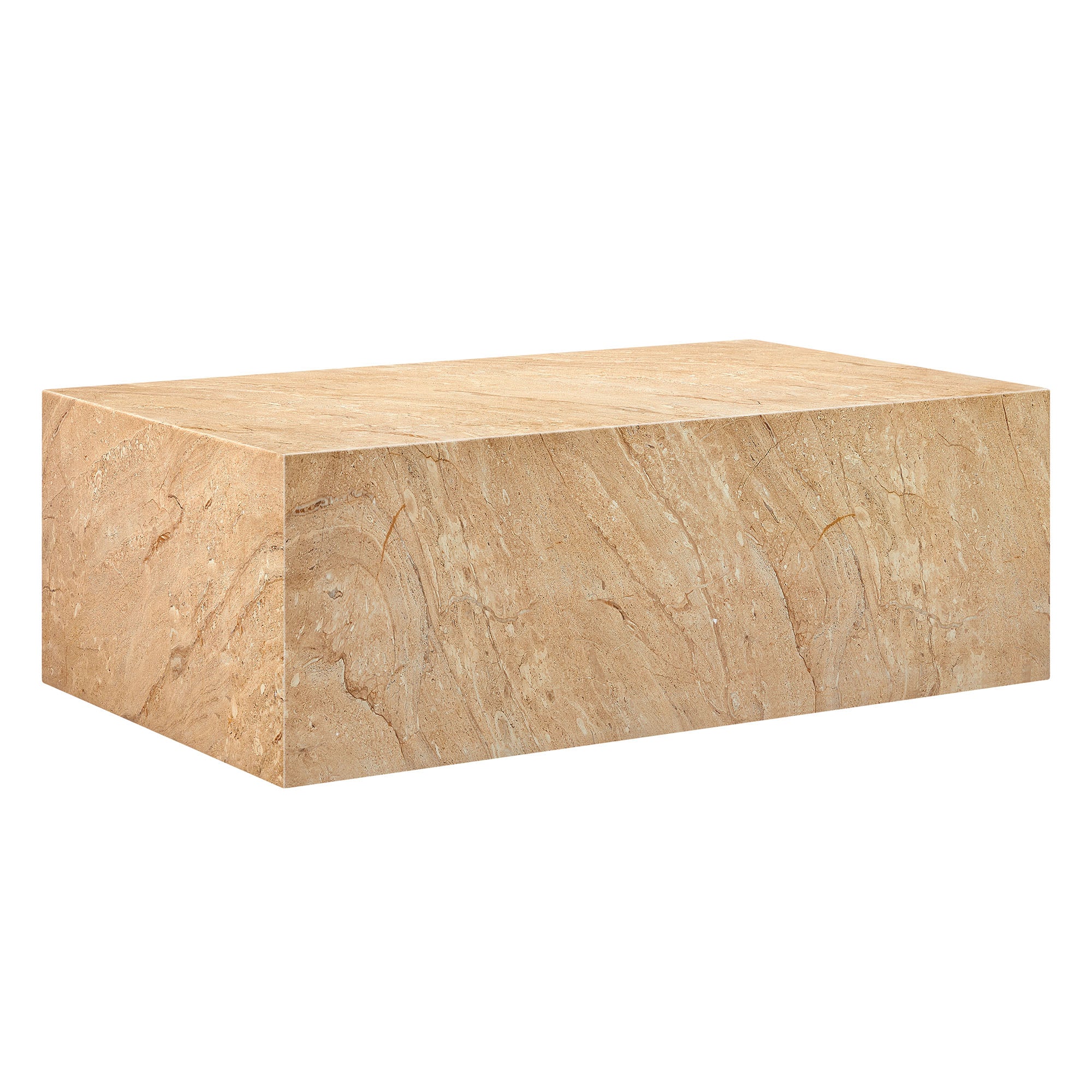 Jordana Square Plinth Indoor - Outdoor Patio Concrete Coffee Table, Travertine