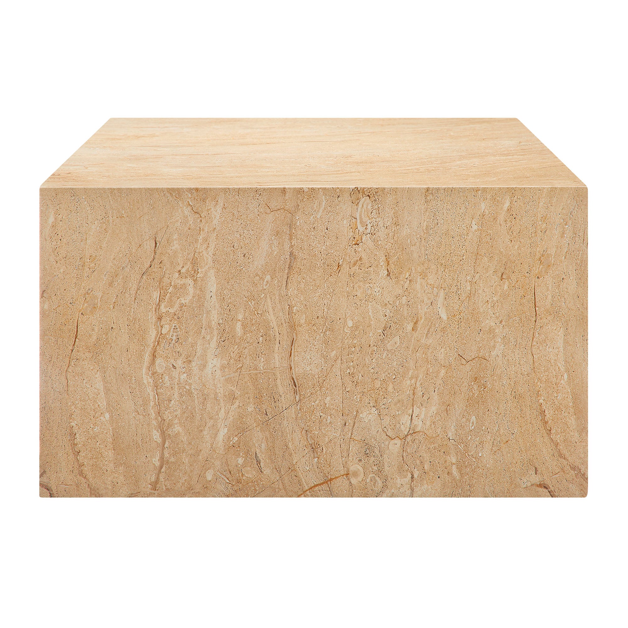 Jordana Square Plinth Indoor - Outdoor Patio Concrete Coffee Table, Travertine
