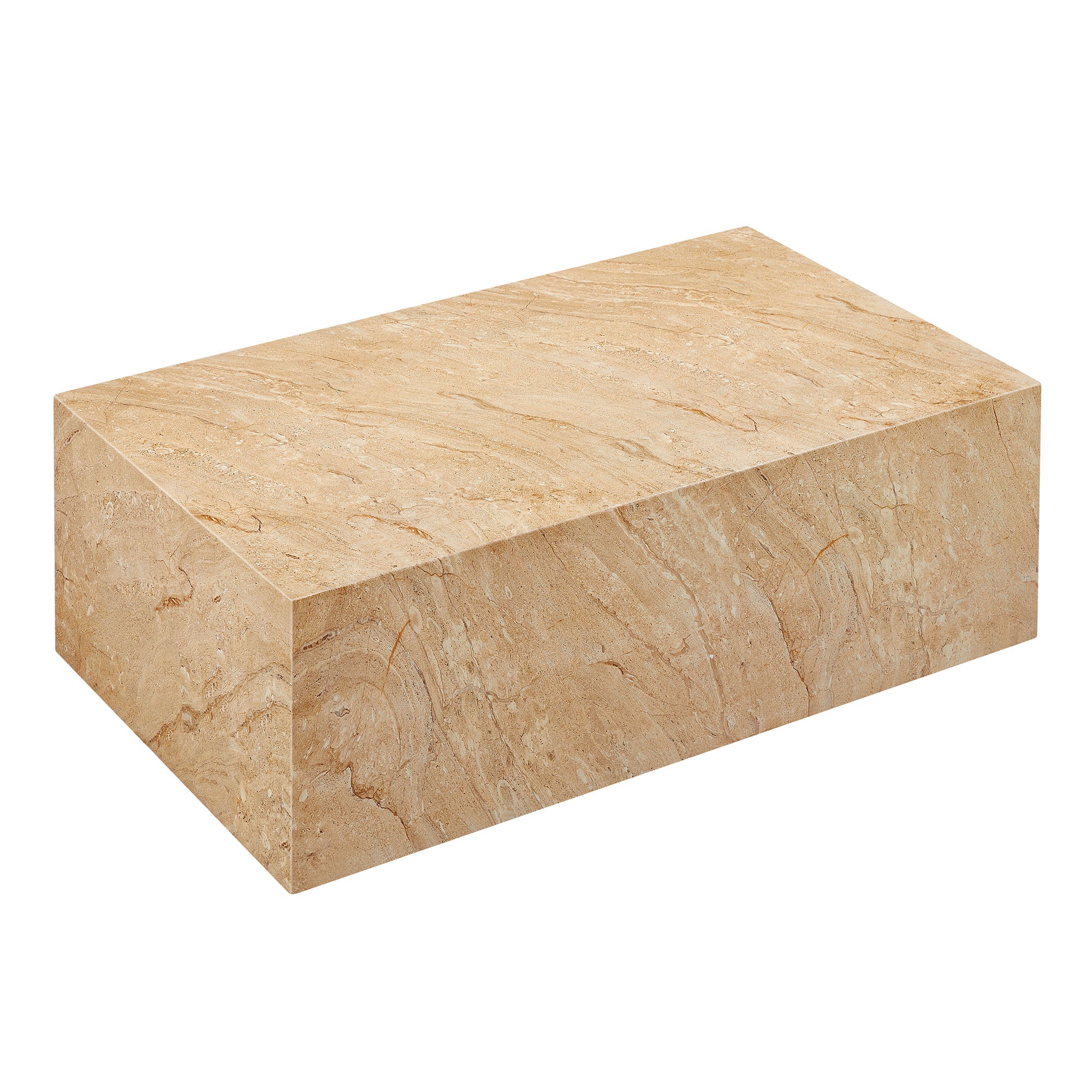 Jordana Square Plinth Indoor - Outdoor Patio Concrete Coffee Table, Travertine
