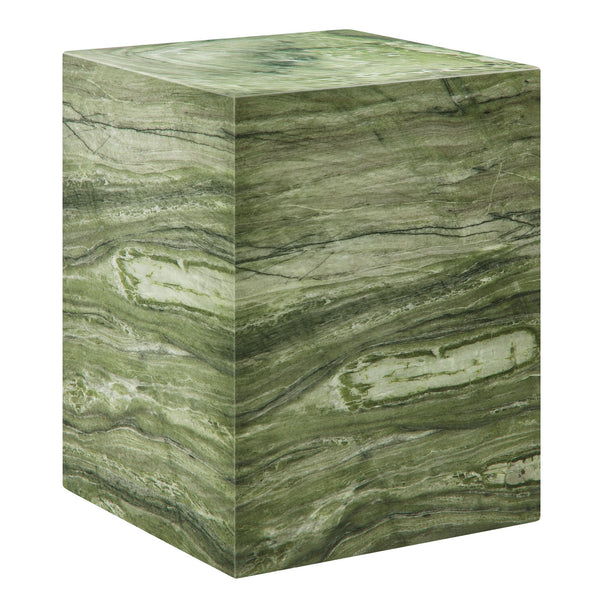 Jordana Square Plinth Indoor - Outdoor Patio Concrete Side Table, Green Marble