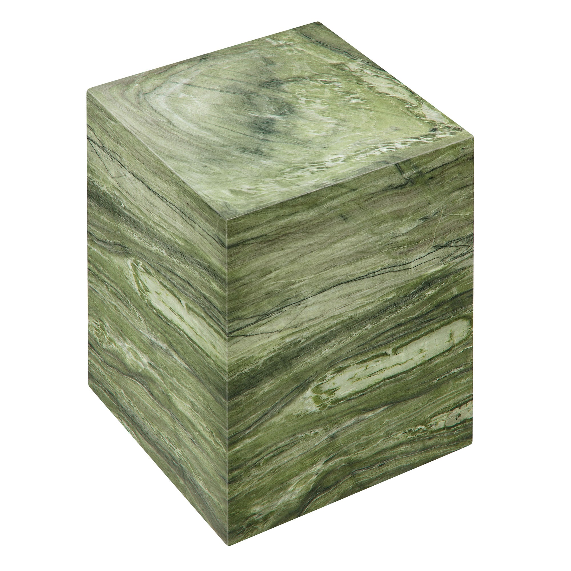 Jordana Square Plinth Indoor - Outdoor Patio Concrete Side Table, Green Marble