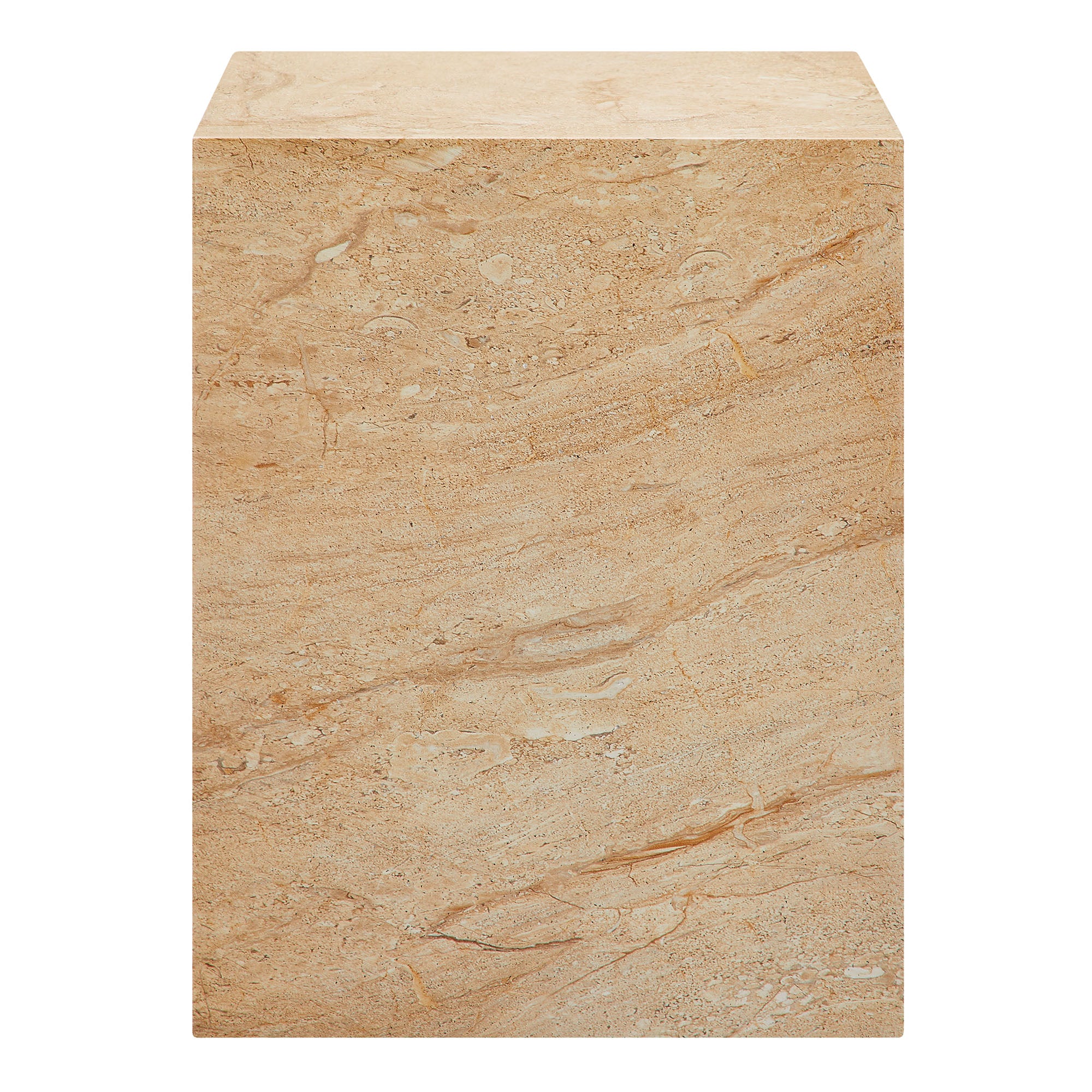 Jordana Square Plinth Indoor - Outdoor Patio Concrete Side Table, Travertine
