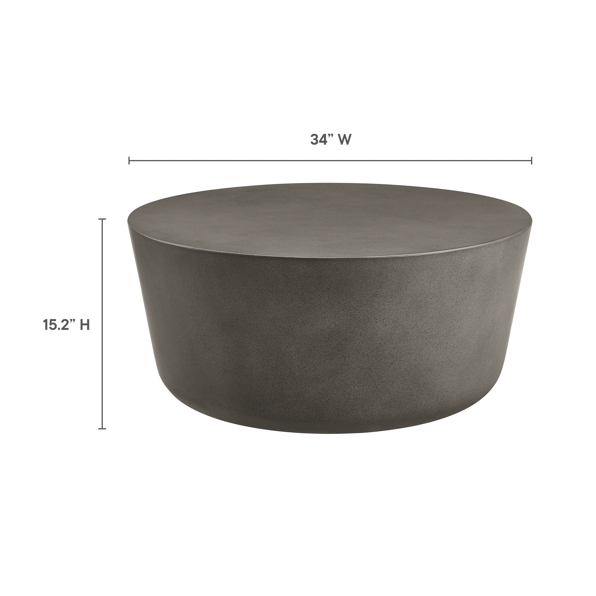 Brion Round Indoor - Outdoor Patio Concrete Coffee Table, Gray
