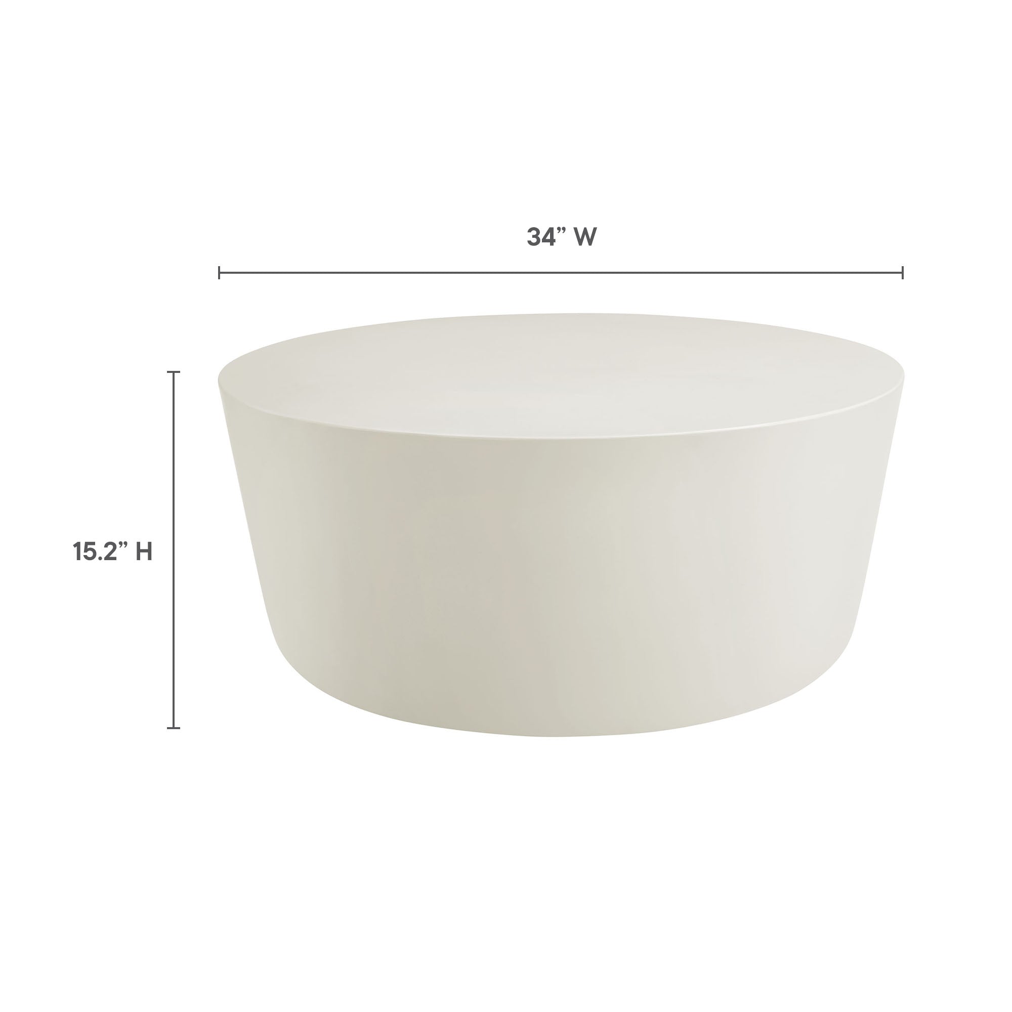 Brion Round Indoor - Outdoor Patio Concrete Coffee Table, White