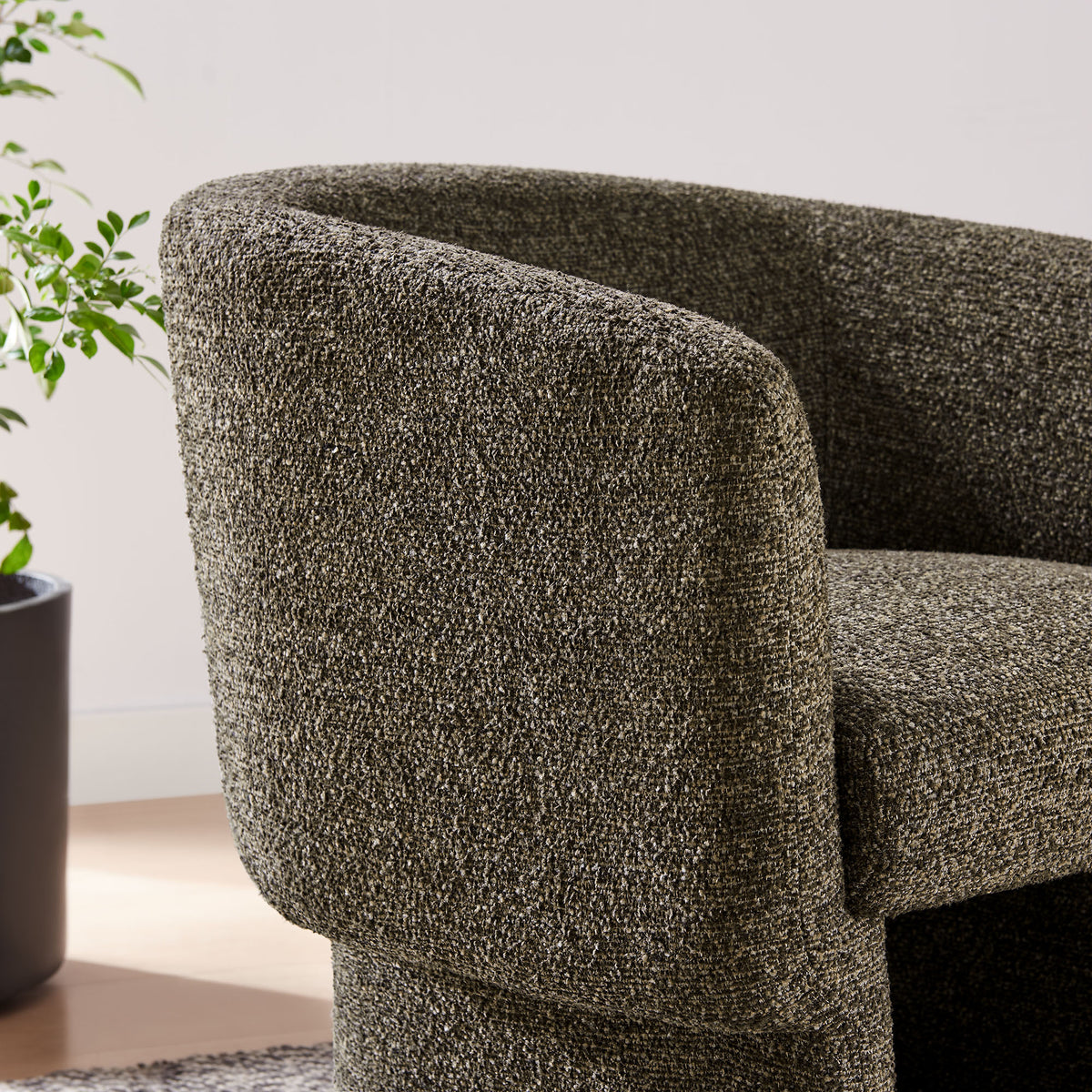 Muse Boucle Fabric Barrel Accent Chair, Antique