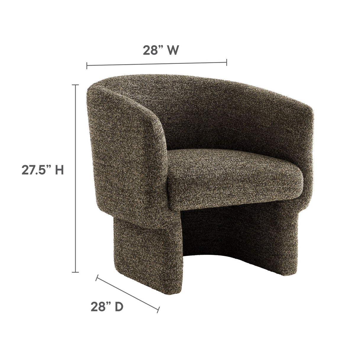 Muse Boucle Fabric Barrel Accent Chair, Antique