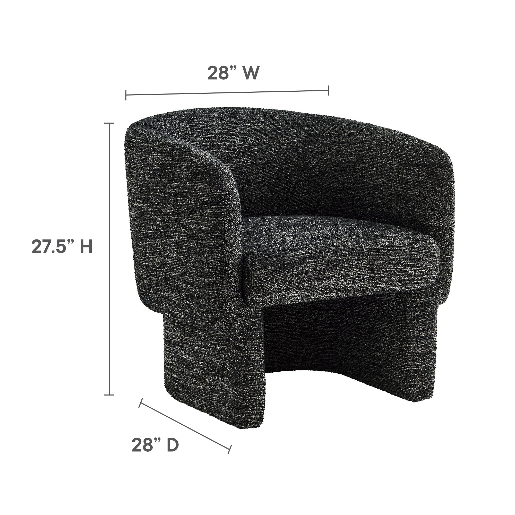 Muse Boucle Fabric Barrel Accent Chair, Charcoal