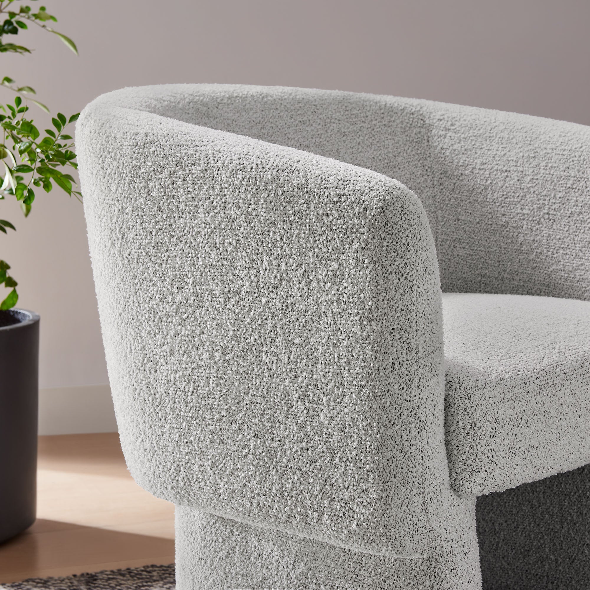 Muse Boucle Fabric Barrel Accent Chair, Newsprint