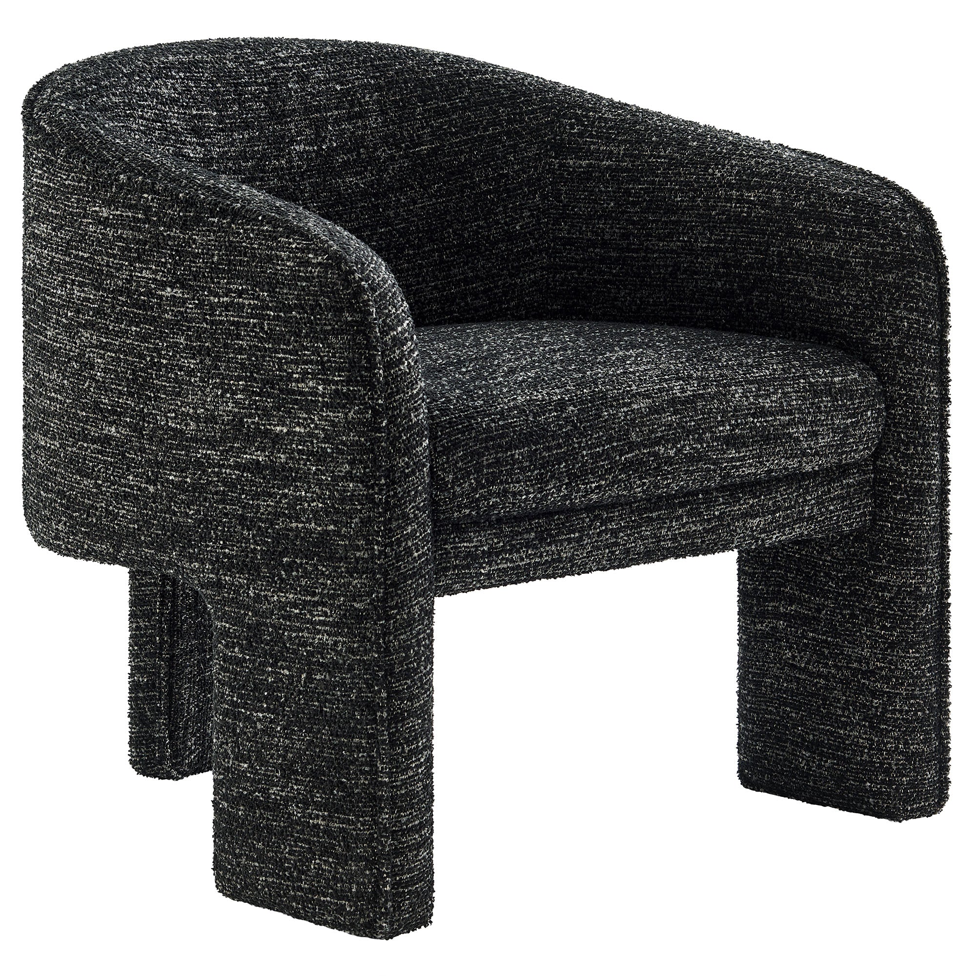 Greer Boucle Fabric Upholstered Accent Armchair, Charcoal