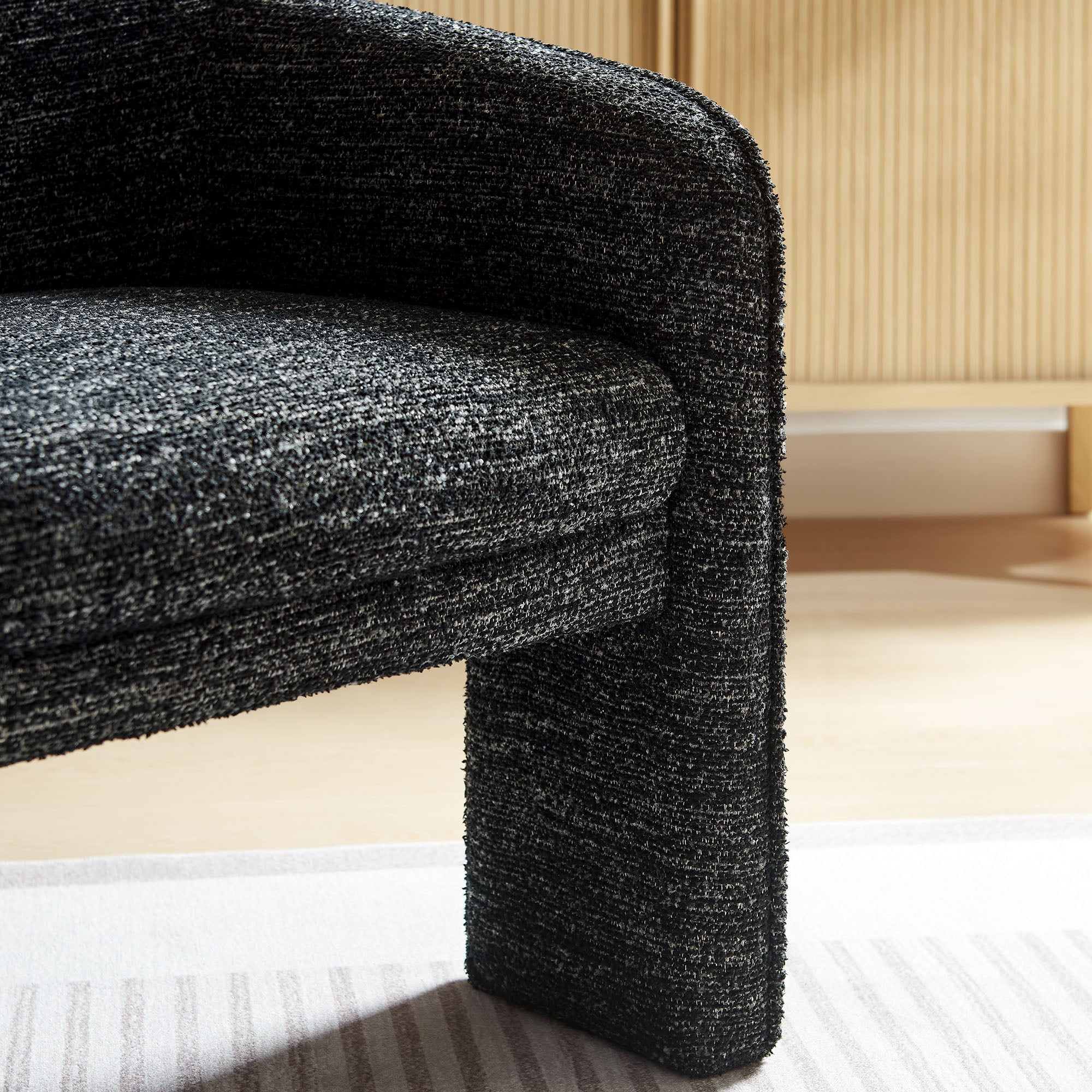 Greer Boucle Fabric Upholstered Accent Armchair, Charcoal