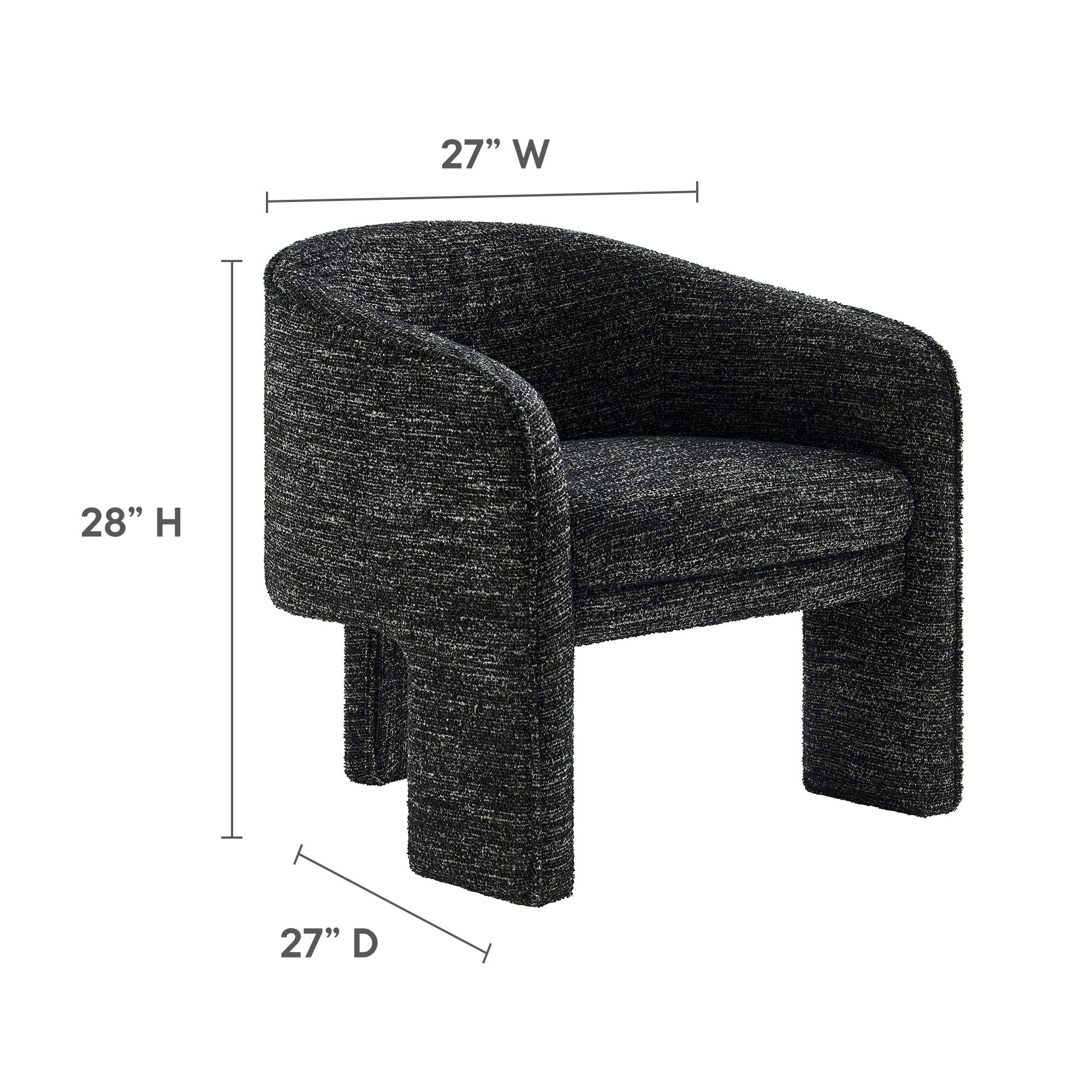 Greer Boucle Fabric Upholstered Accent Armchair, Charcoal