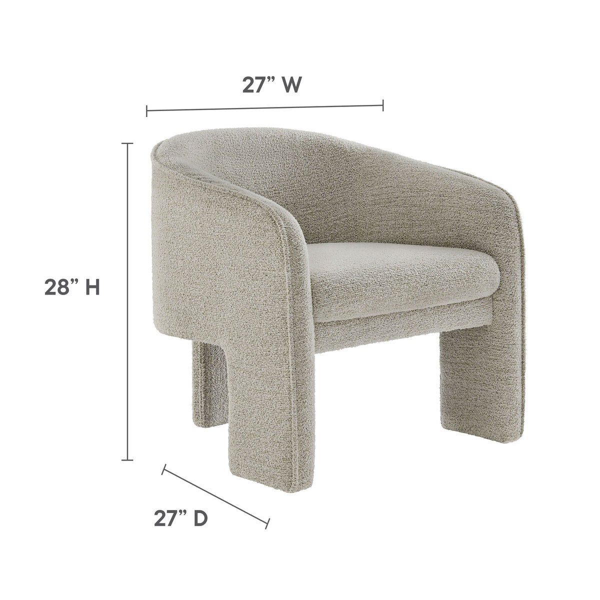 Greer Boucle Fabric Upholstered Accent Armchair, Parchment