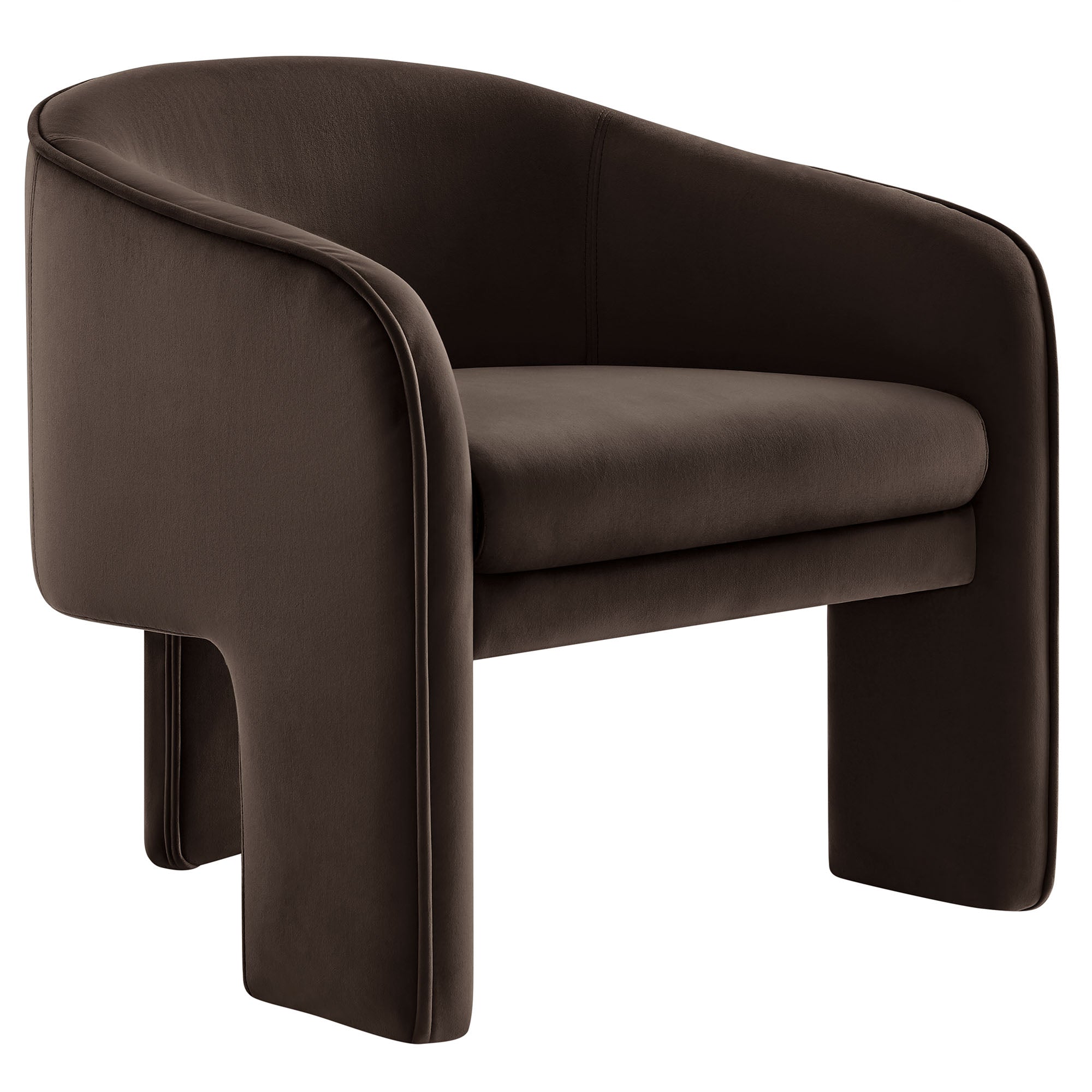 Greer Performance Velvet Upholstered Accent Armchair, Chocolate Brown