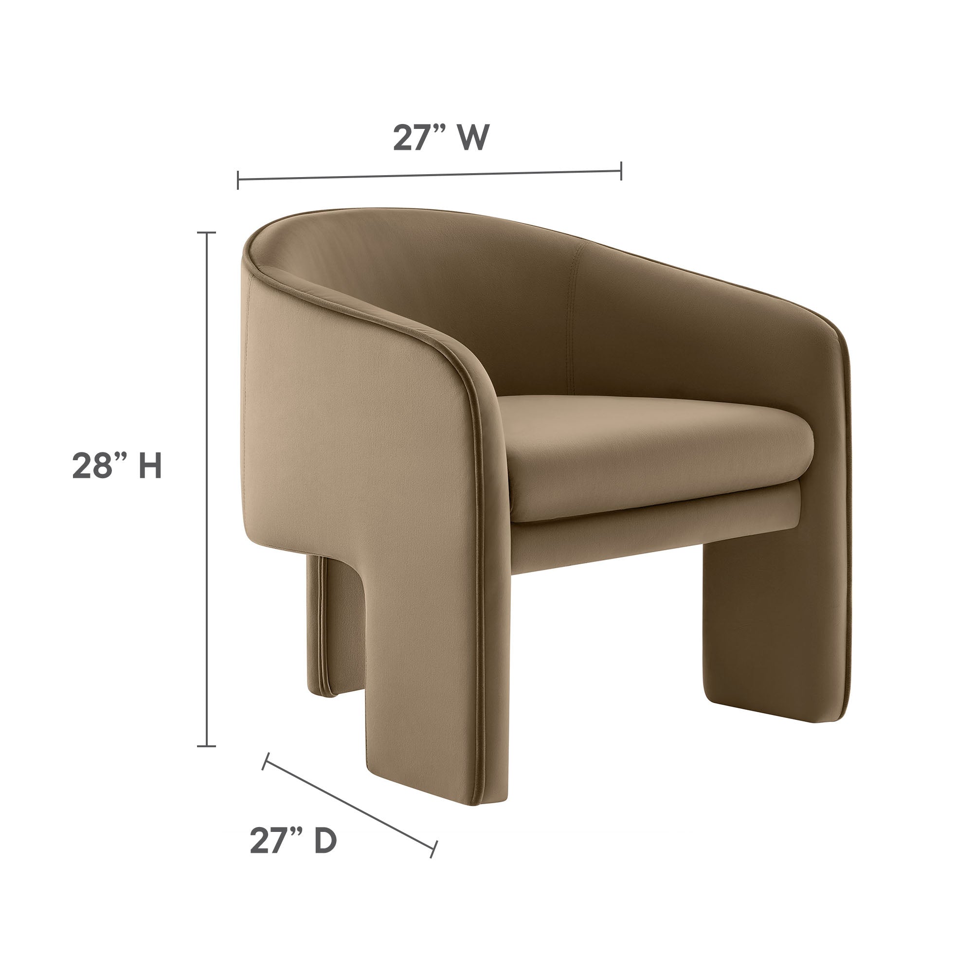 Greer Performance Velvet Upholstered Accent Armchair, Taupe