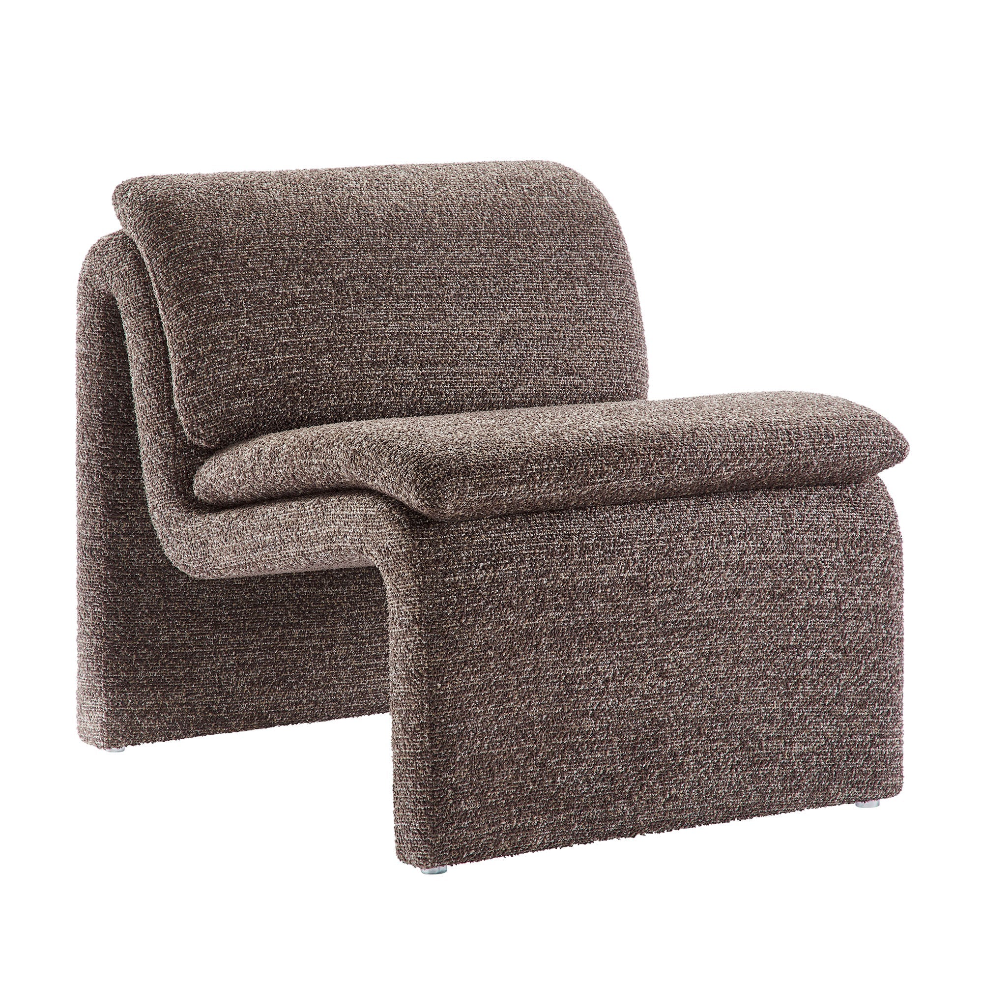 Lume Boucle Upholstered Armless Accent Chair, Antique