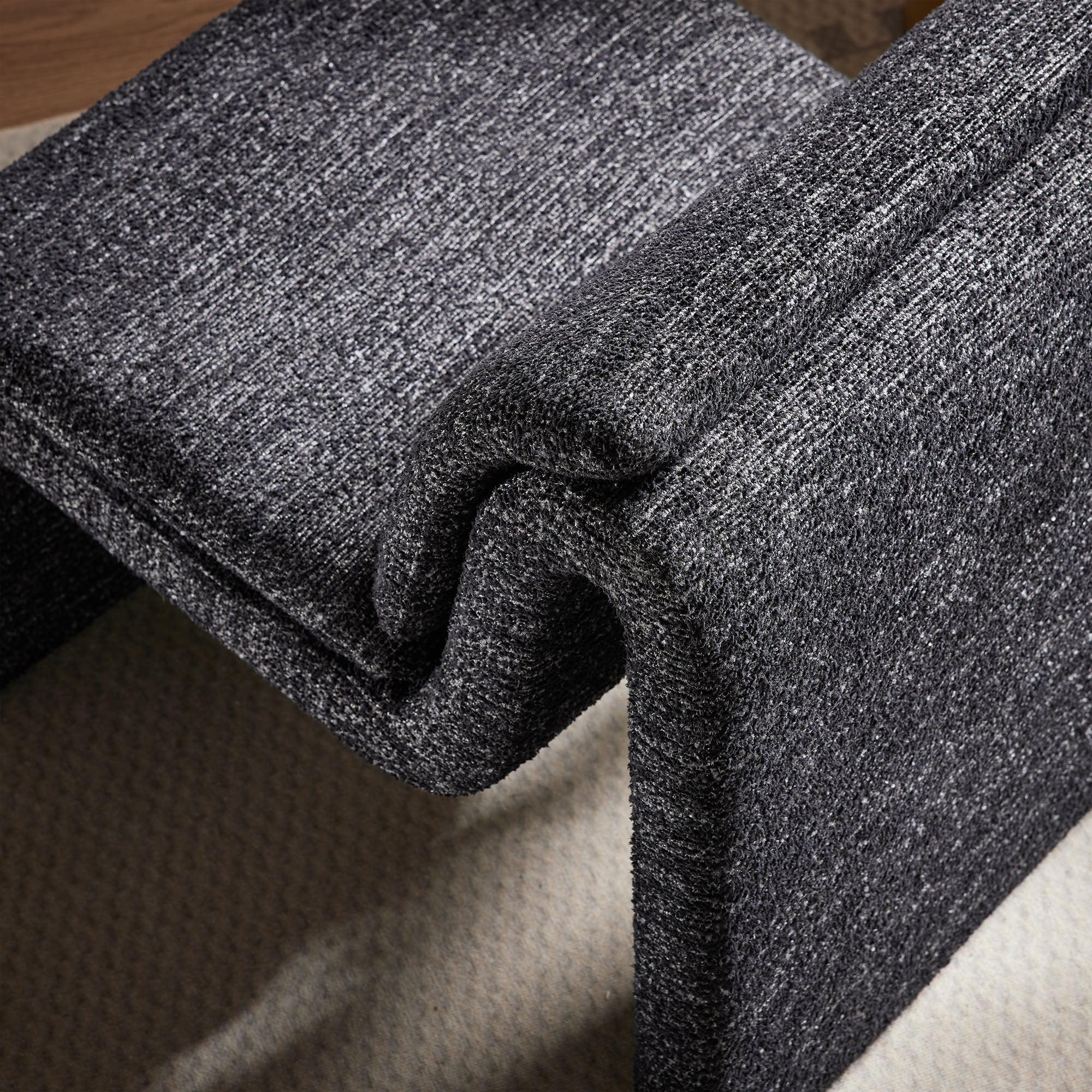 Lume Boucle Upholstered Armless Accent Chair, Charcoal