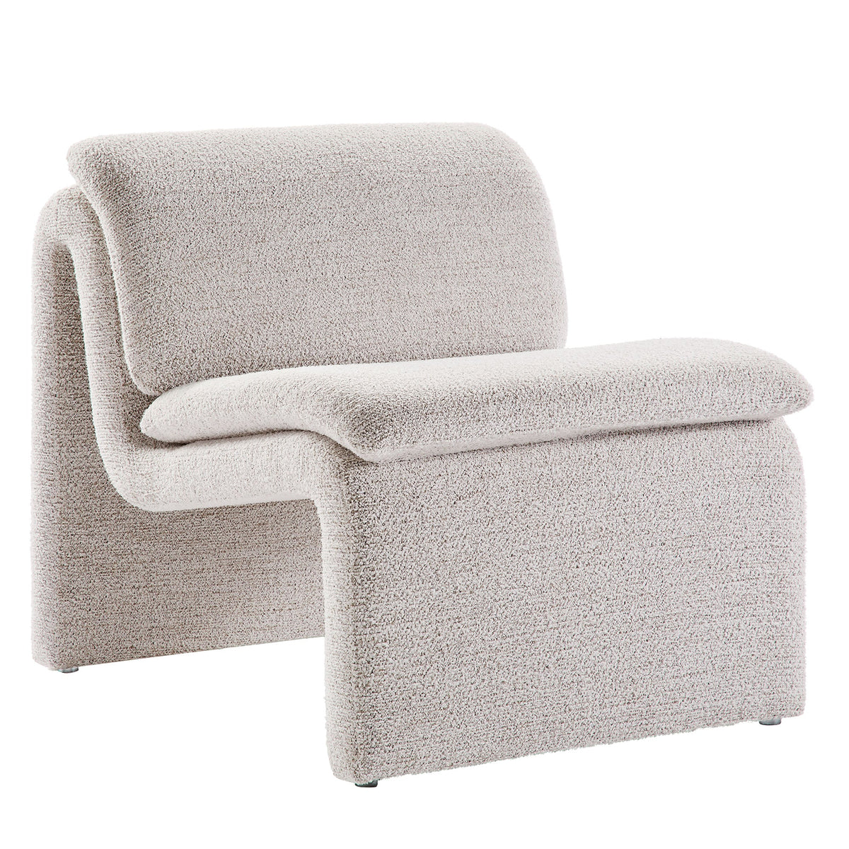 Lume Boucle Upholstered Armless Accent Chair, Parchment
