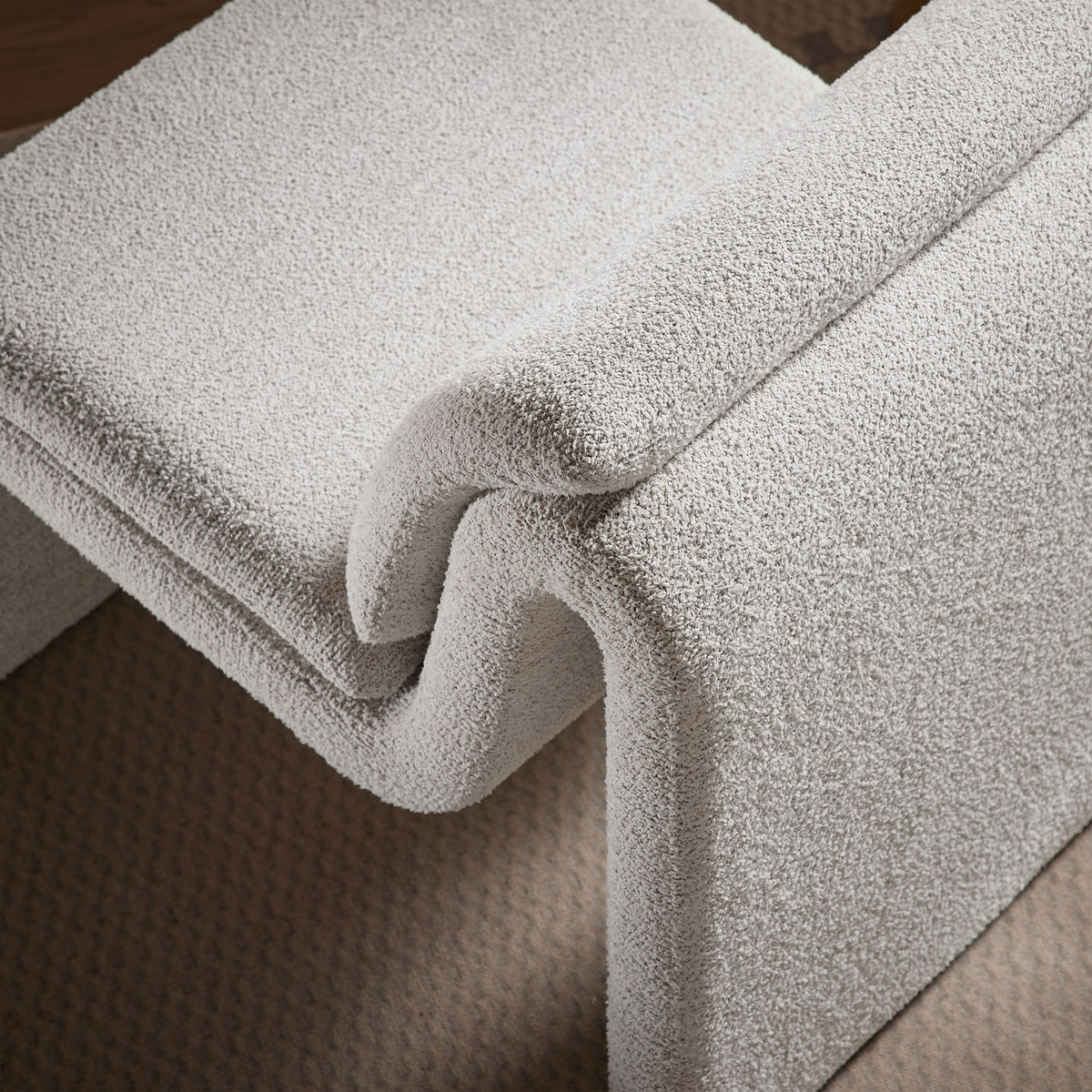 Lume Boucle Upholstered Armless Accent Chair, Parchment
