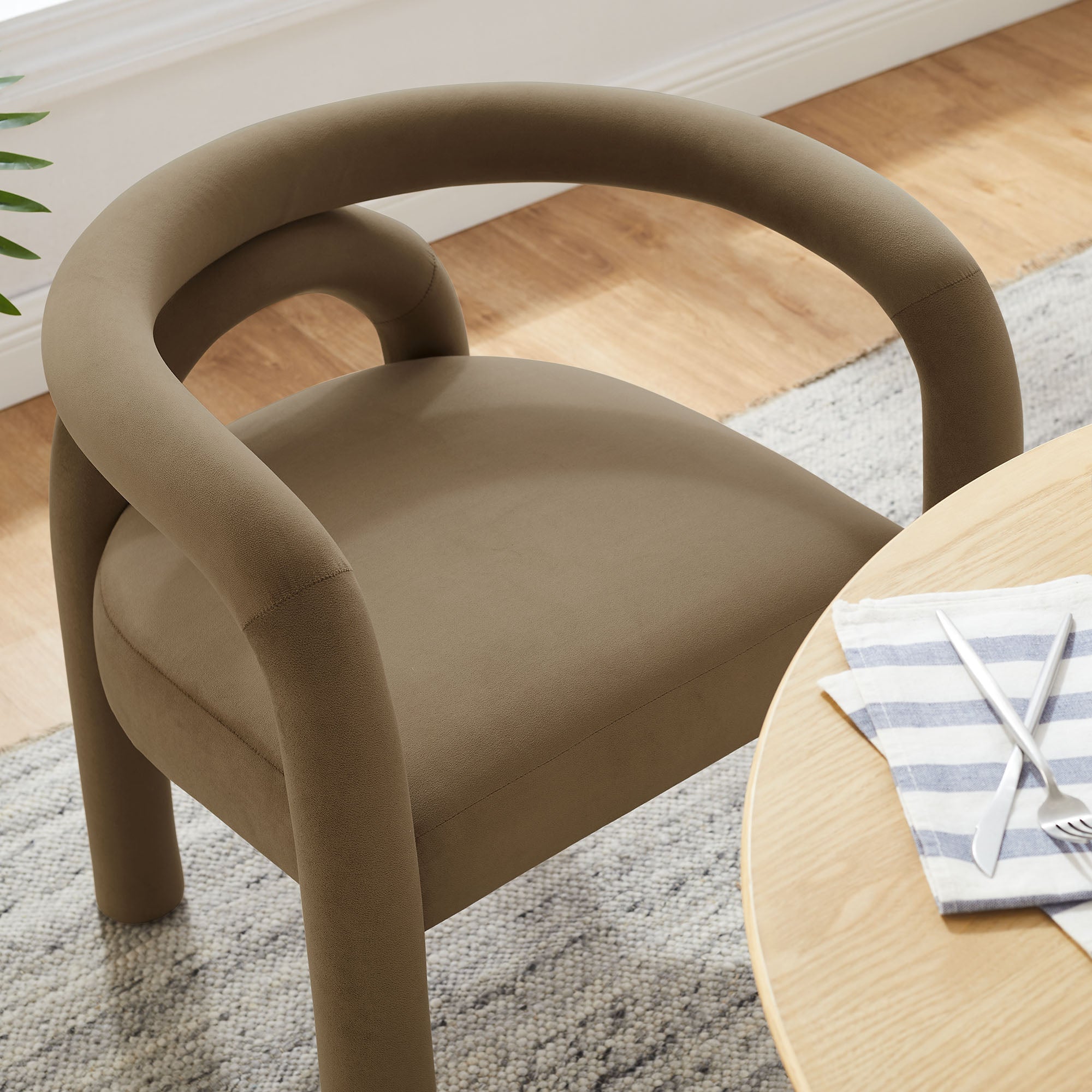 Astrid Performance Velvet Dining Chair, Camel