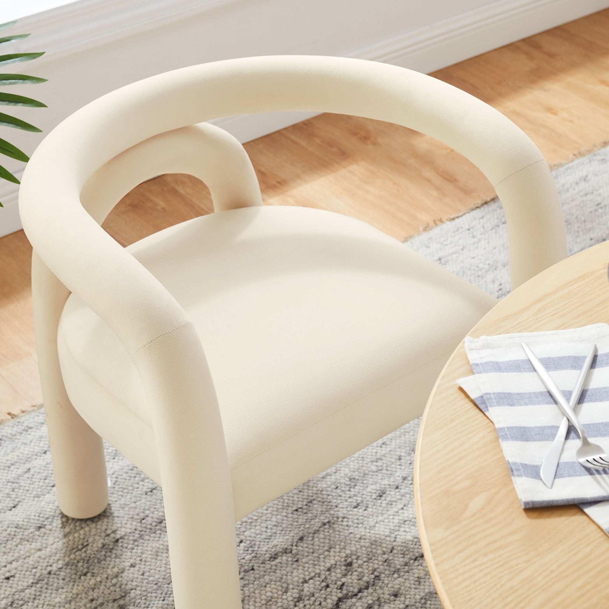 Astrid Performance Velvet Dining Chair, Porcelain